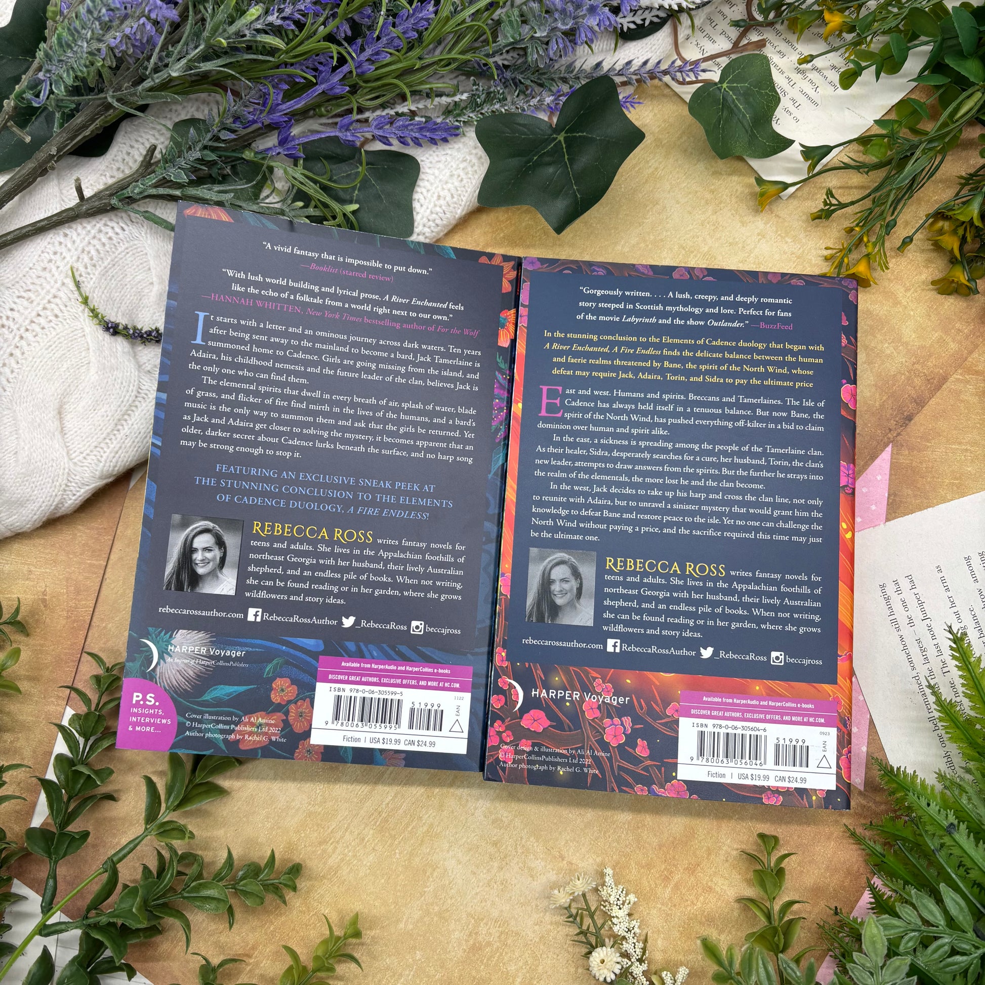 Elements of Cadence duology by Rebecca Ross special edition paperback set with custom edges back cover
