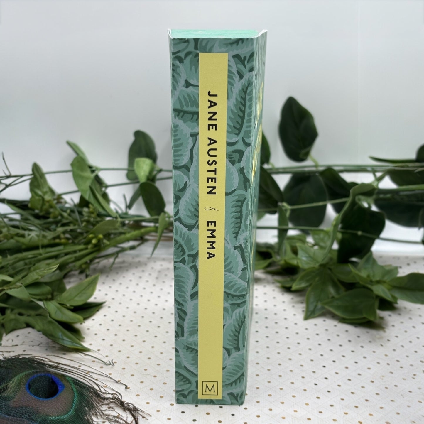Emma special edition paperback with stenciled edges by Jane Austen spine