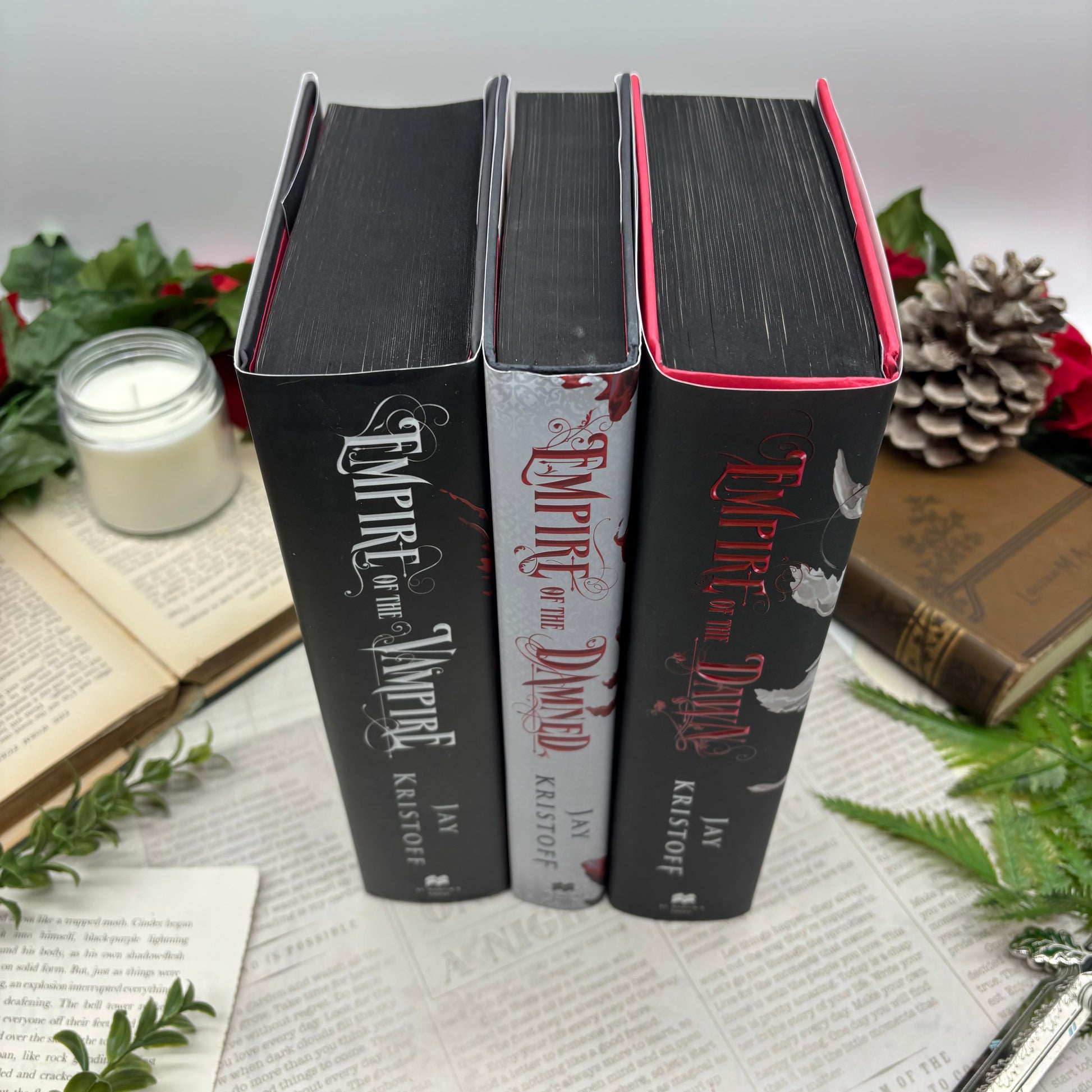 Empire of the Vampire by Jay Kristoff special edition hardcover with custom designed edges top spine view