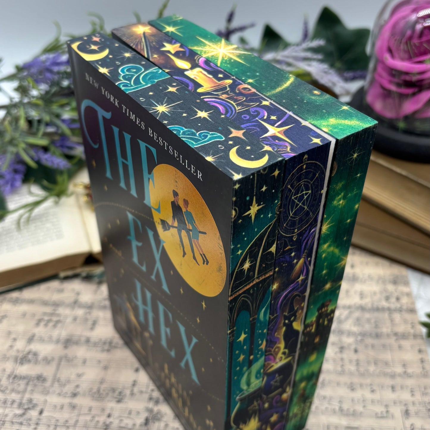 Special edition paperback set of The Ex Hex, The Kiss Curse, and The Wedding Witch by Erin Sterling with custom edges