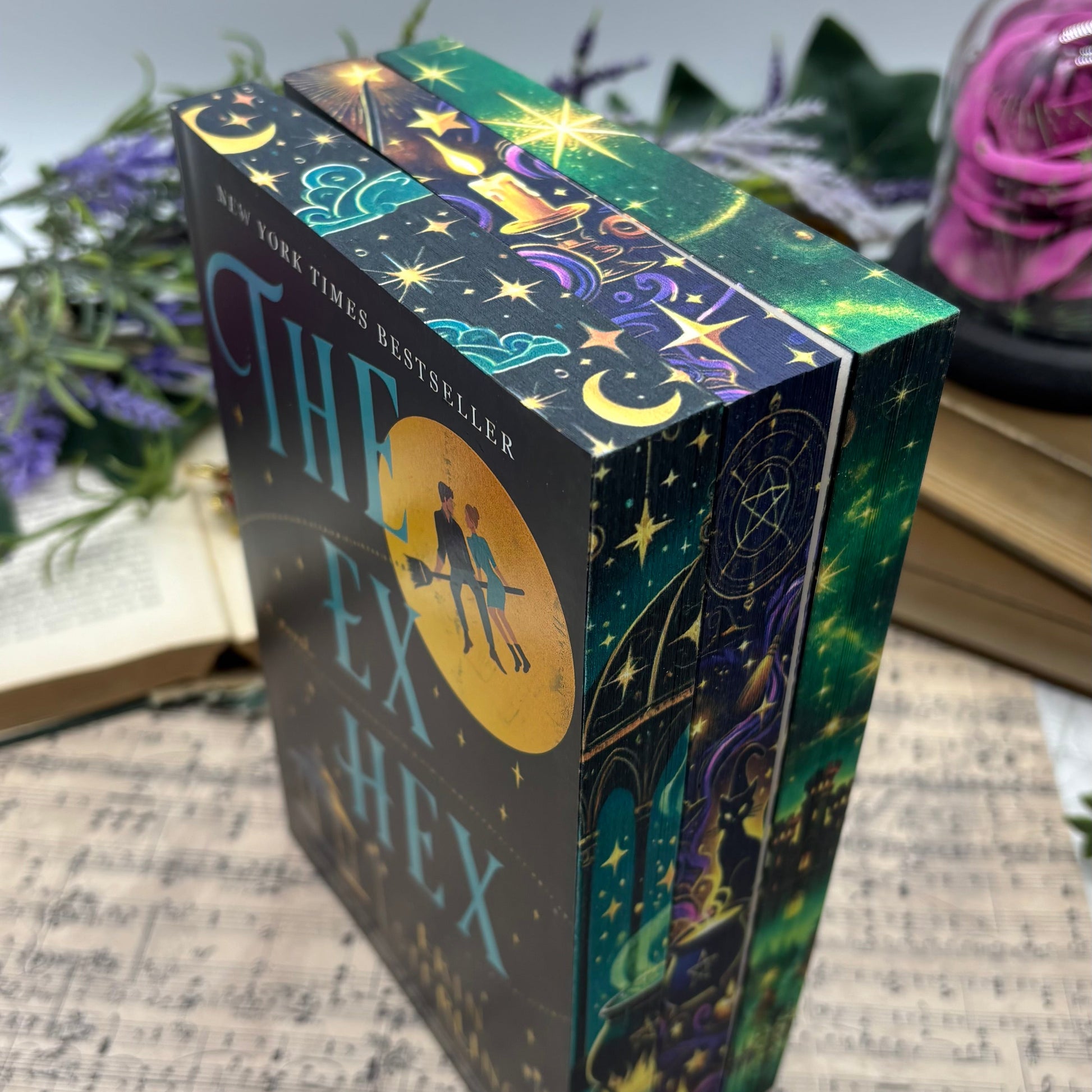 Special edition paperback set of The Ex Hex, The Kiss Curse, and The Wedding Witch by Erin Sterling with custom edges