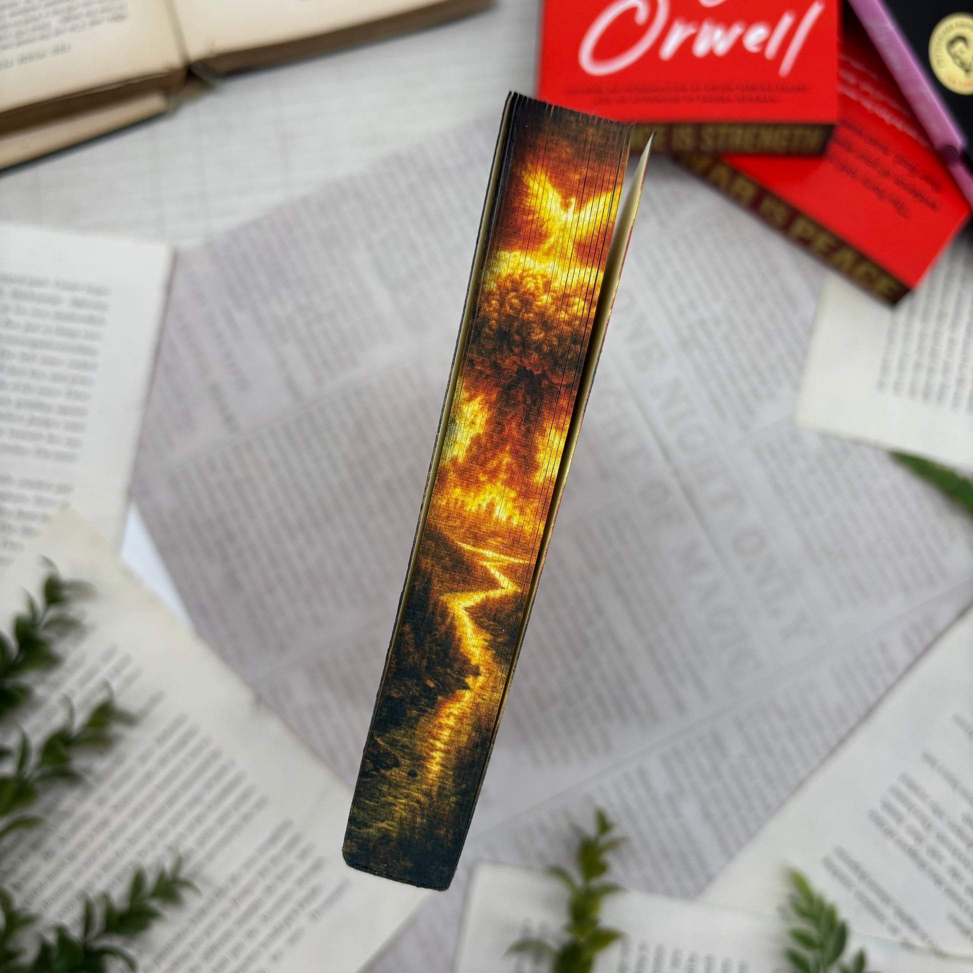 Fahrenheit 451 by Ray Bradbury special edition paperback with custom designed edges bottom view