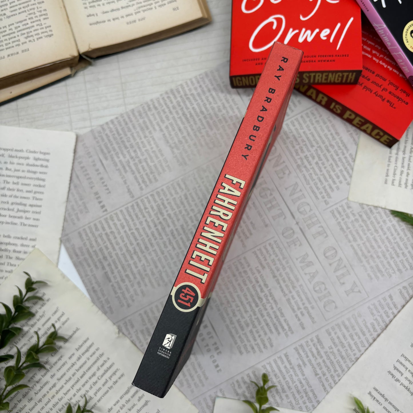 Fahrenheit 451 by Ray Bradbury special edition paperback with custom designed edges spine view