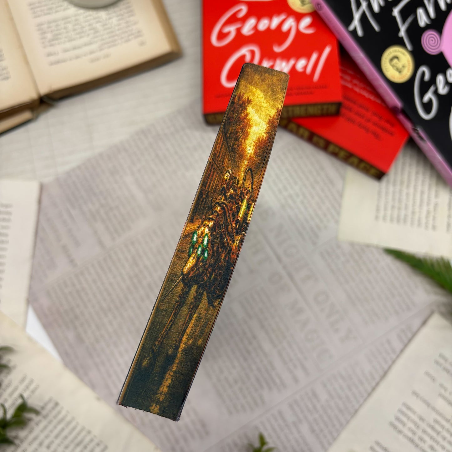 Fahrenheit 451 by Ray Bradbury special edition paperback with custom designed edges top view