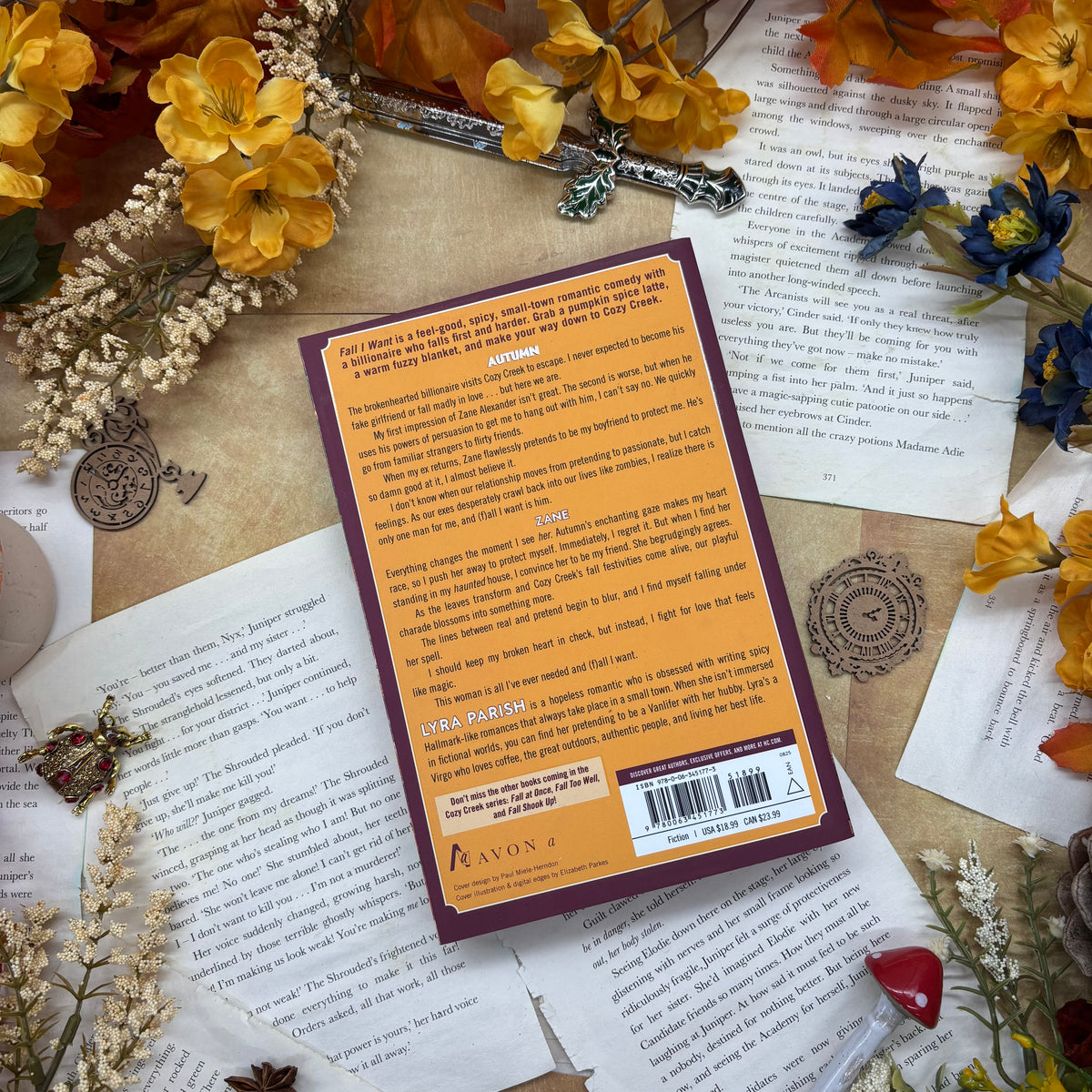 Fall I Want by Lyra Parish special edition paperback with custom designed autumn edges back cover