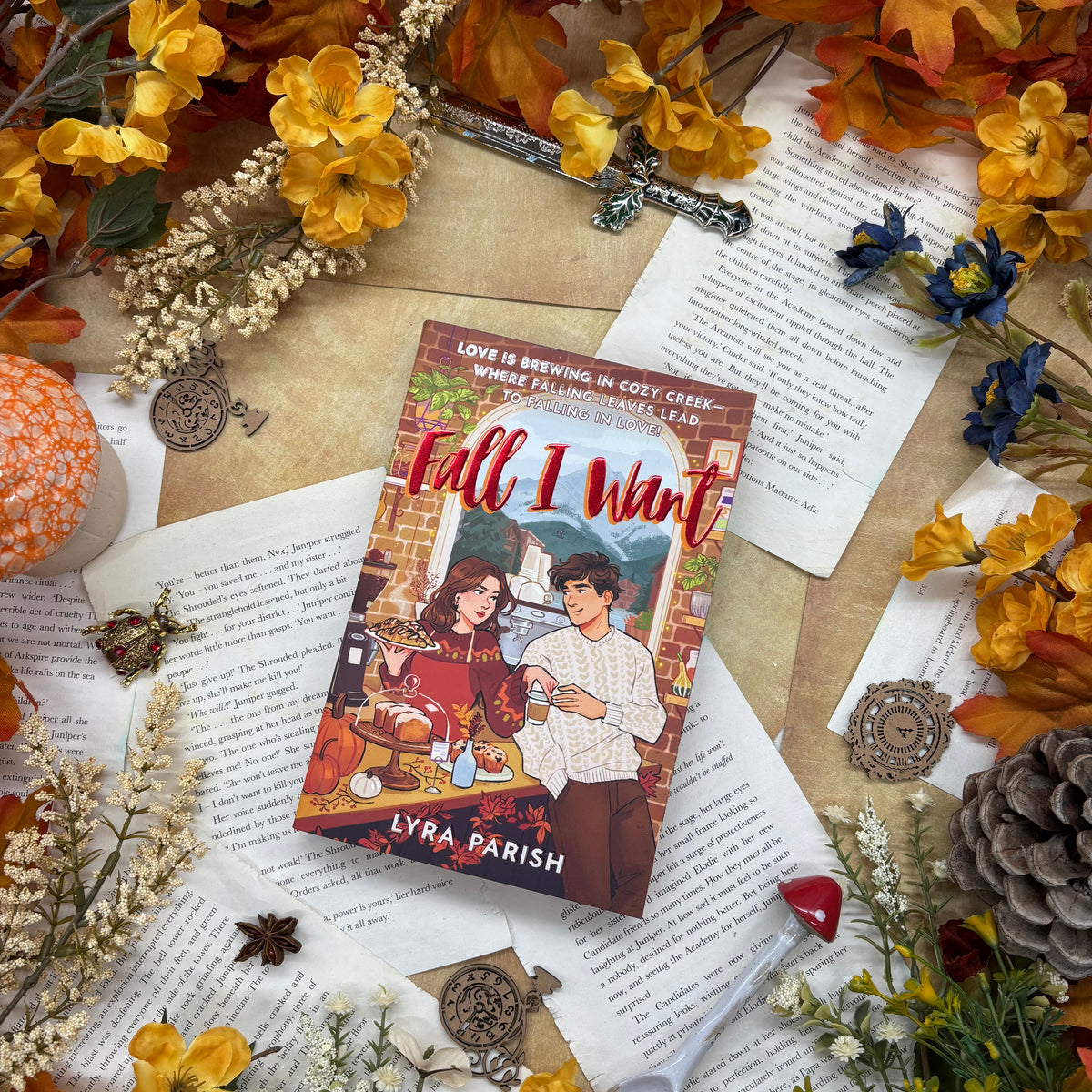 Fall I Want by Lyra Parish special edition paperback with custom designed autumn edges front cover