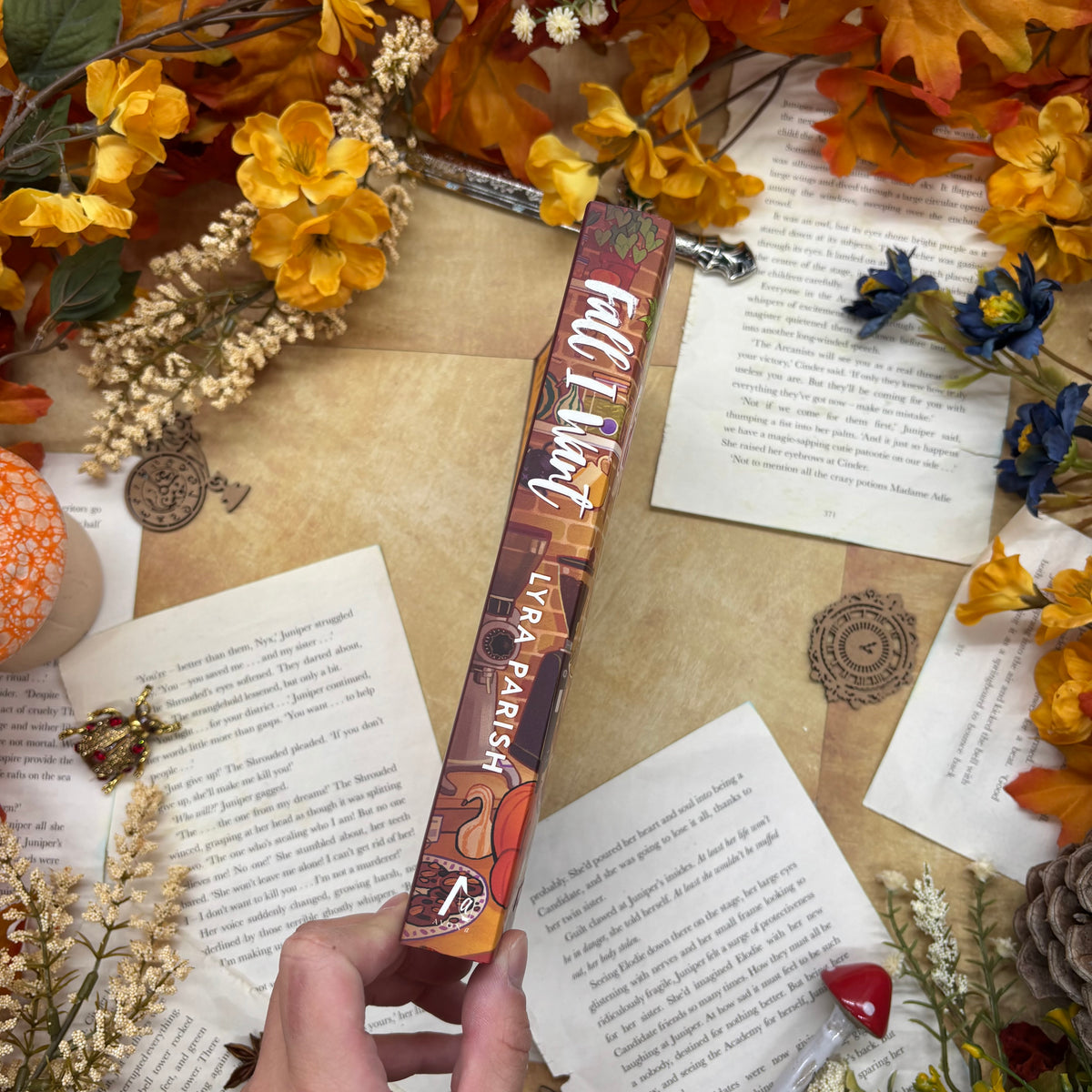 Fall I Want by Lyra Parish special edition paperback with custom designed autumn edges spine