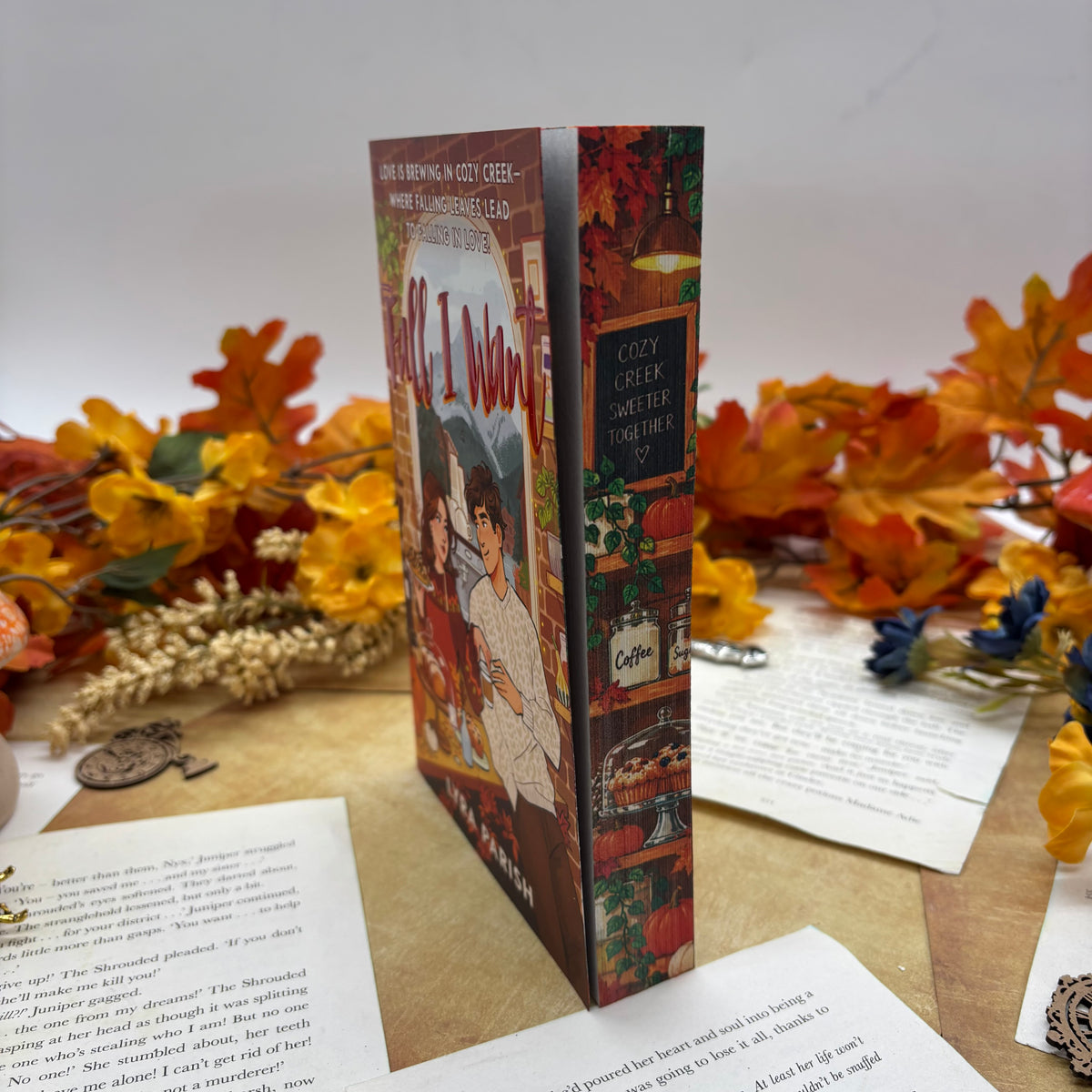 Fall I Want by Lyra Parish special edition paperback with custom designed autumn edges