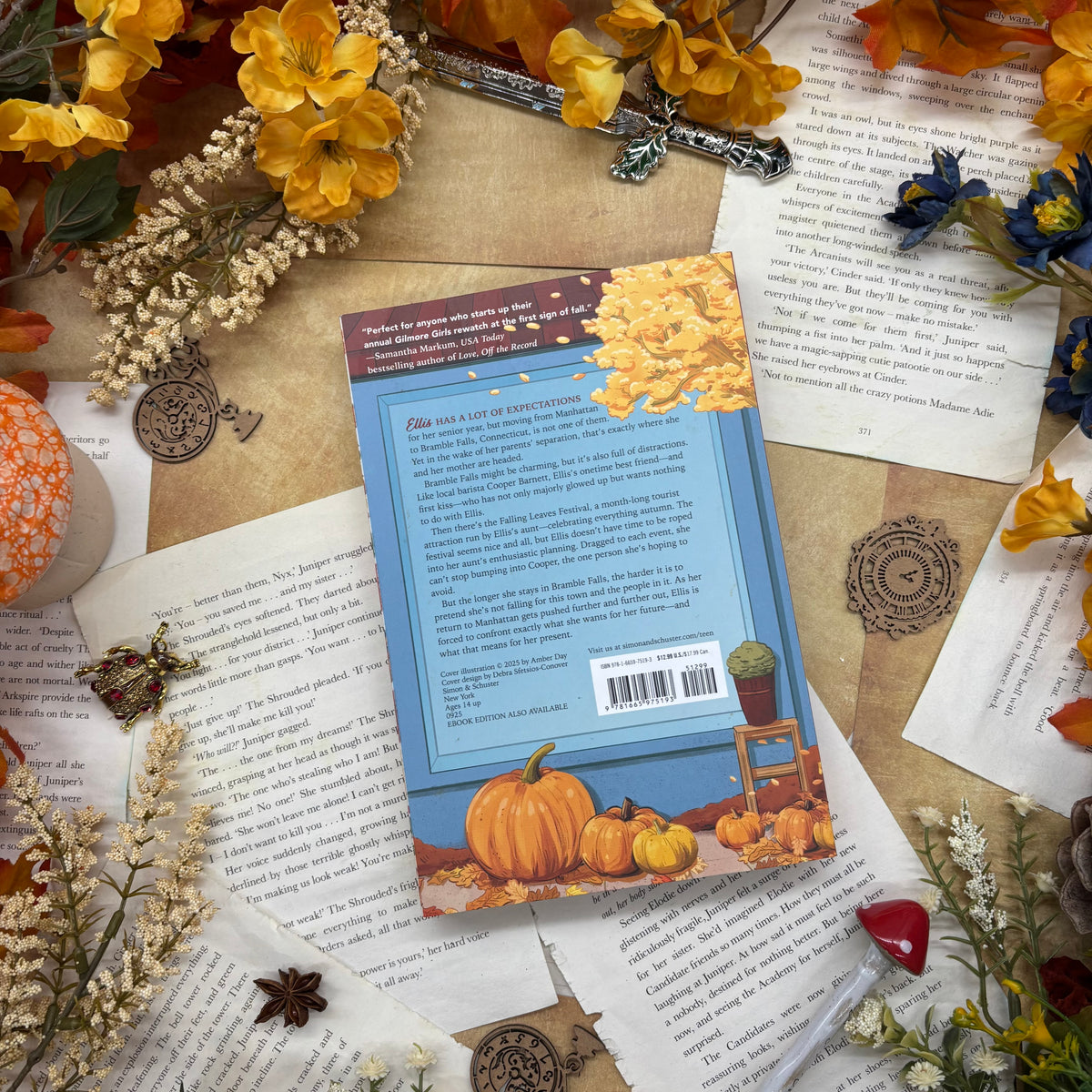 Falling Like Leaves by Misty Wilson special edition paperback with custom designed autumn edges back cover