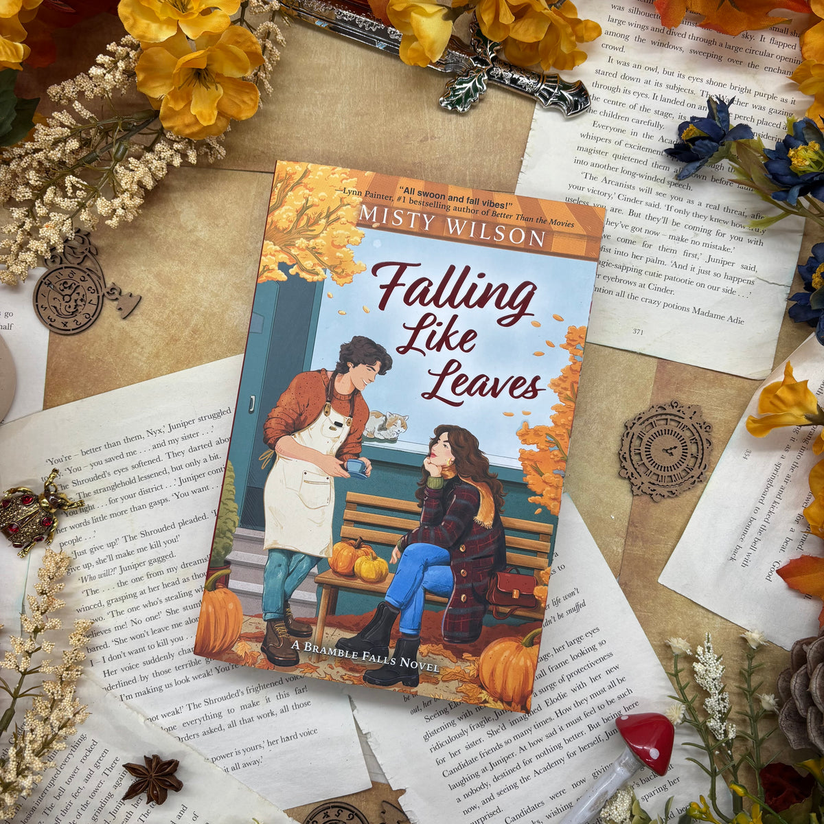 Falling Like Leaves by Misty Wilson special edition paperback with custom designed autumn edges front cover