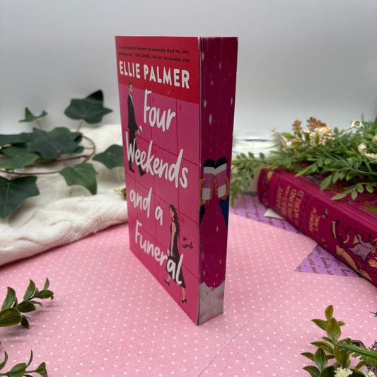 Four Weekends and a Funeral by Ellie Palmer special edition paperback with custom designed edges front view