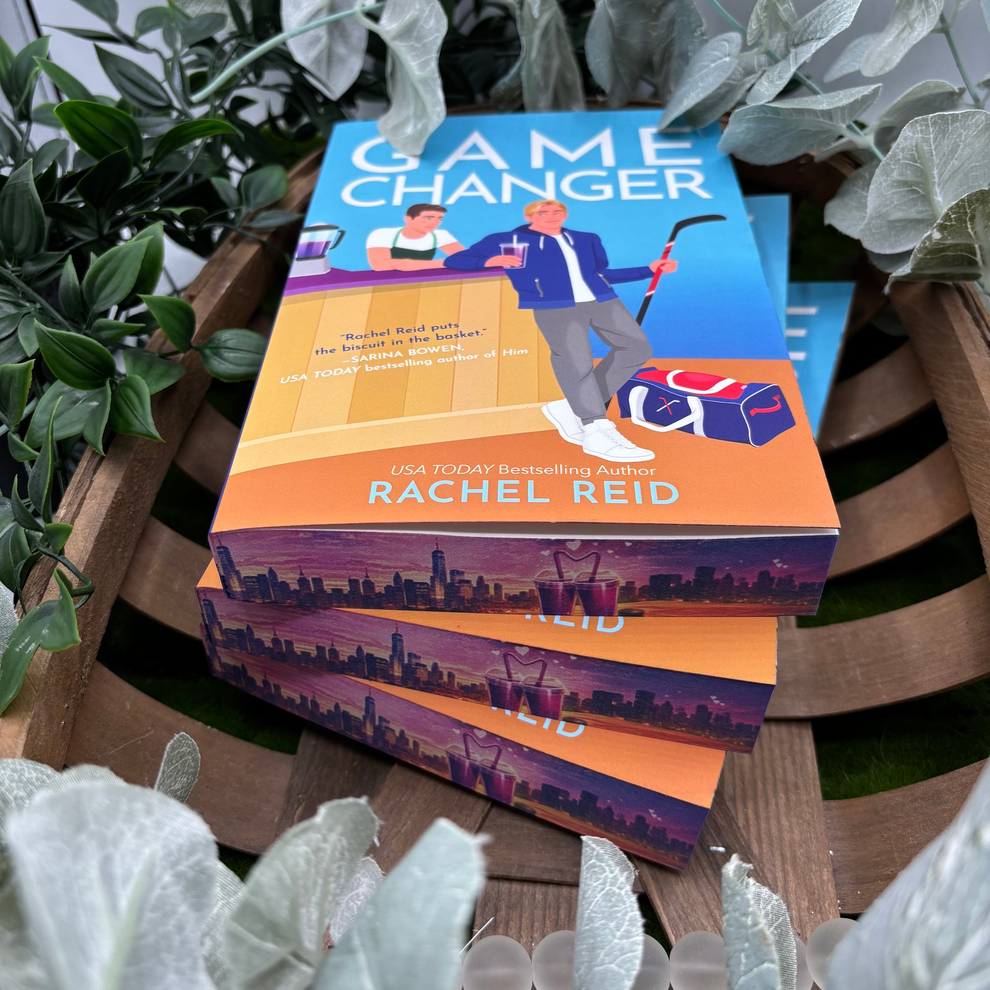 side view of Game Changer paperback showing custom sprayed edges special edition