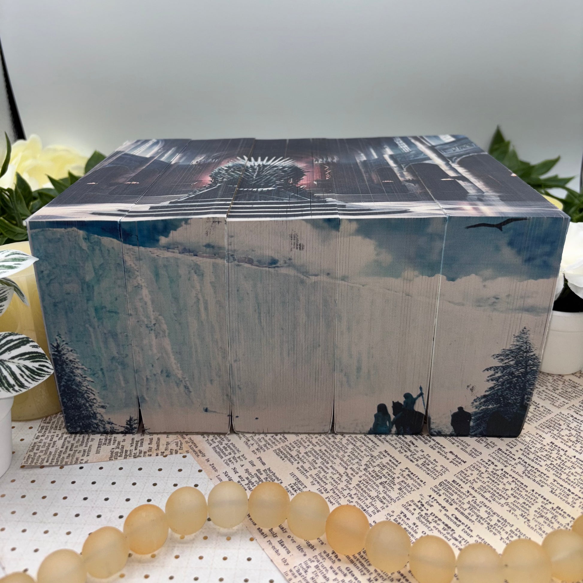 Special edition paperback box set of A Song of Ice and Fire by George R.R. Martin with custom edges bottom