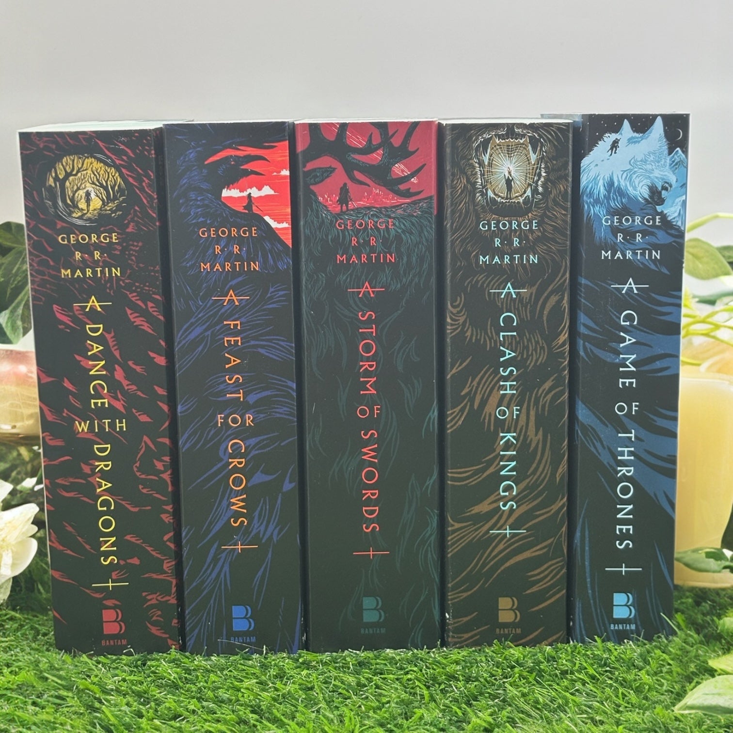 Special edition paperback box set of A Song of Ice and Fire by George R.R. Martin with custom edges spines