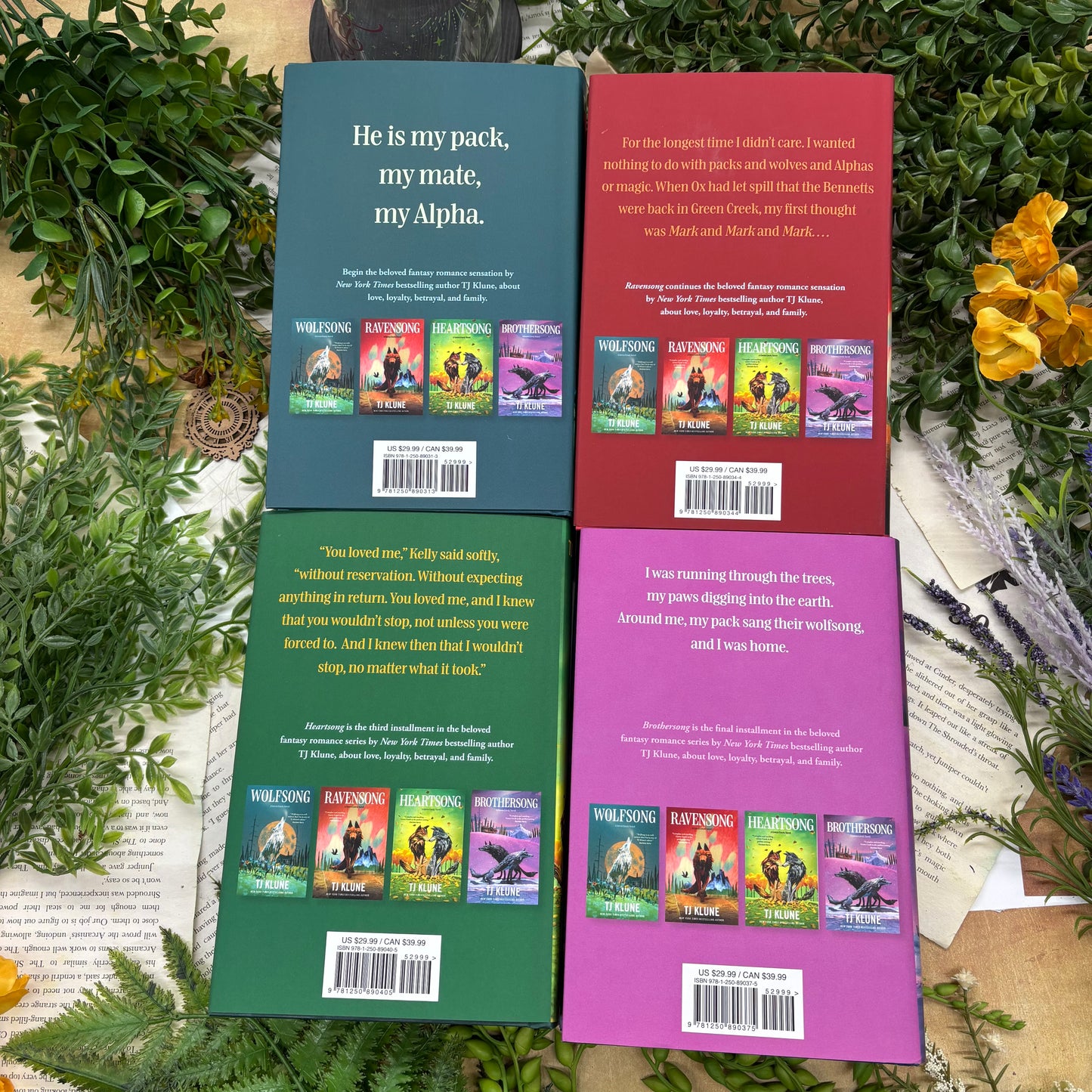 Green Creek series by TJ Klune four book special edition hardcover set with custom designed edges back covers