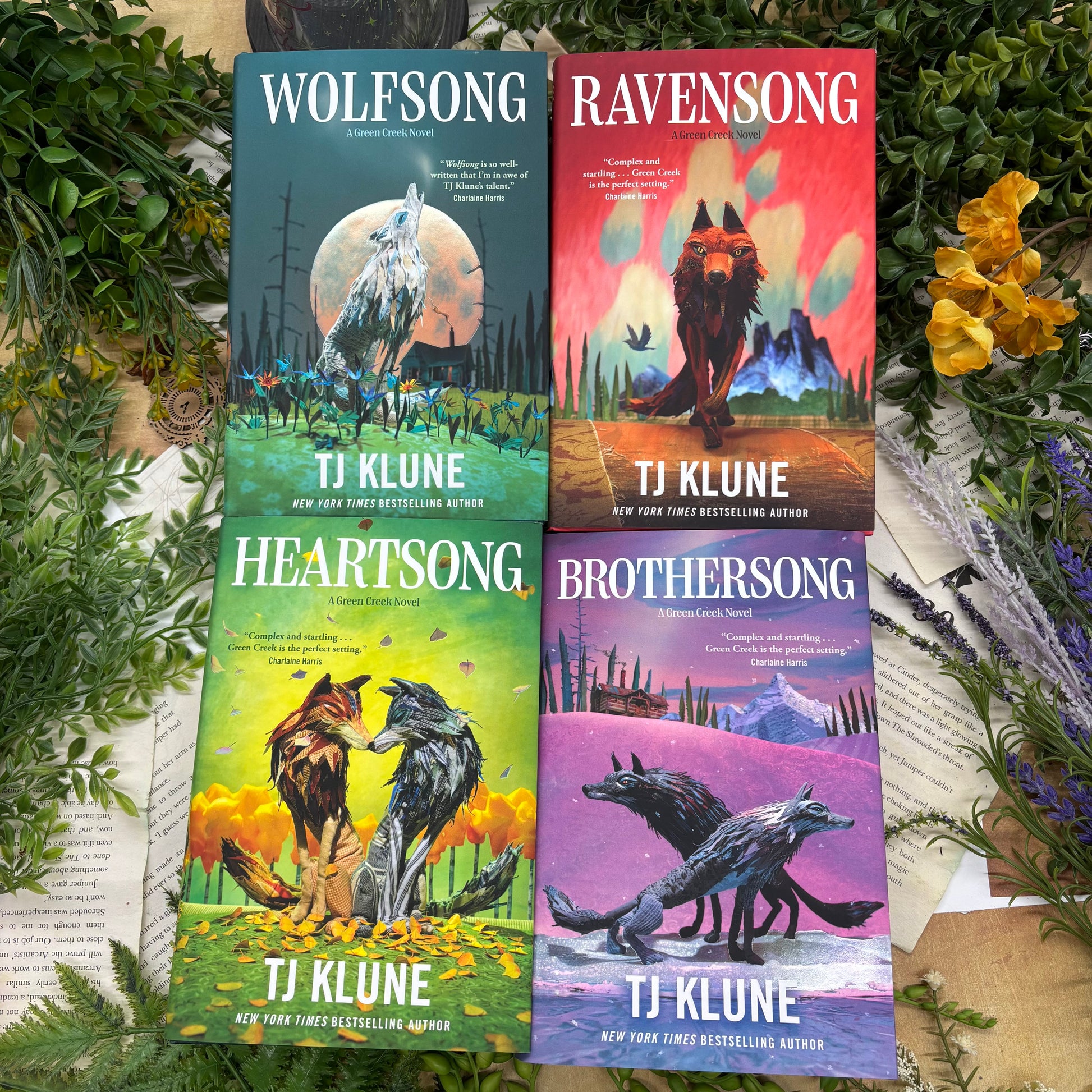 Green Creek series by TJ Klune four book special edition hardcover set with custom designed edges front covers
