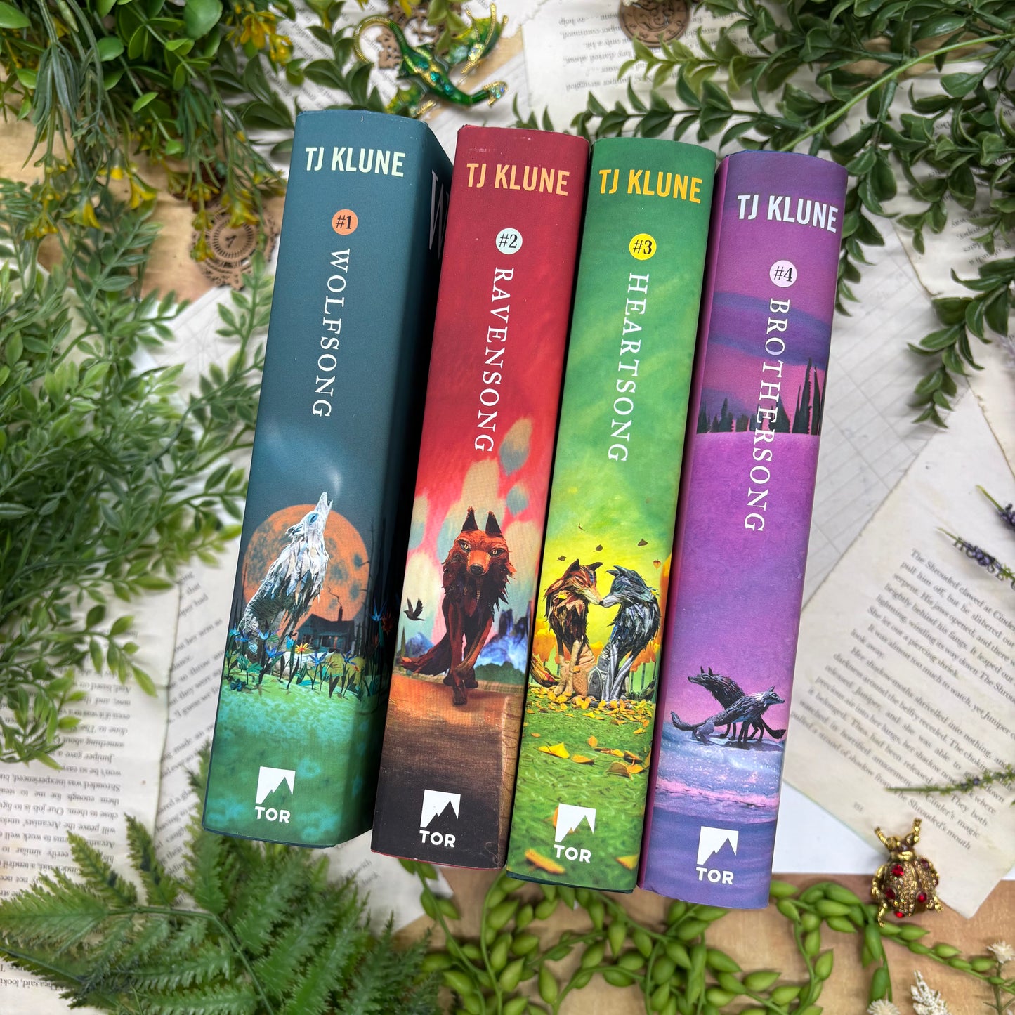 Green Creek series by TJ Klune four book special edition hardcover set with custom designed edges spines