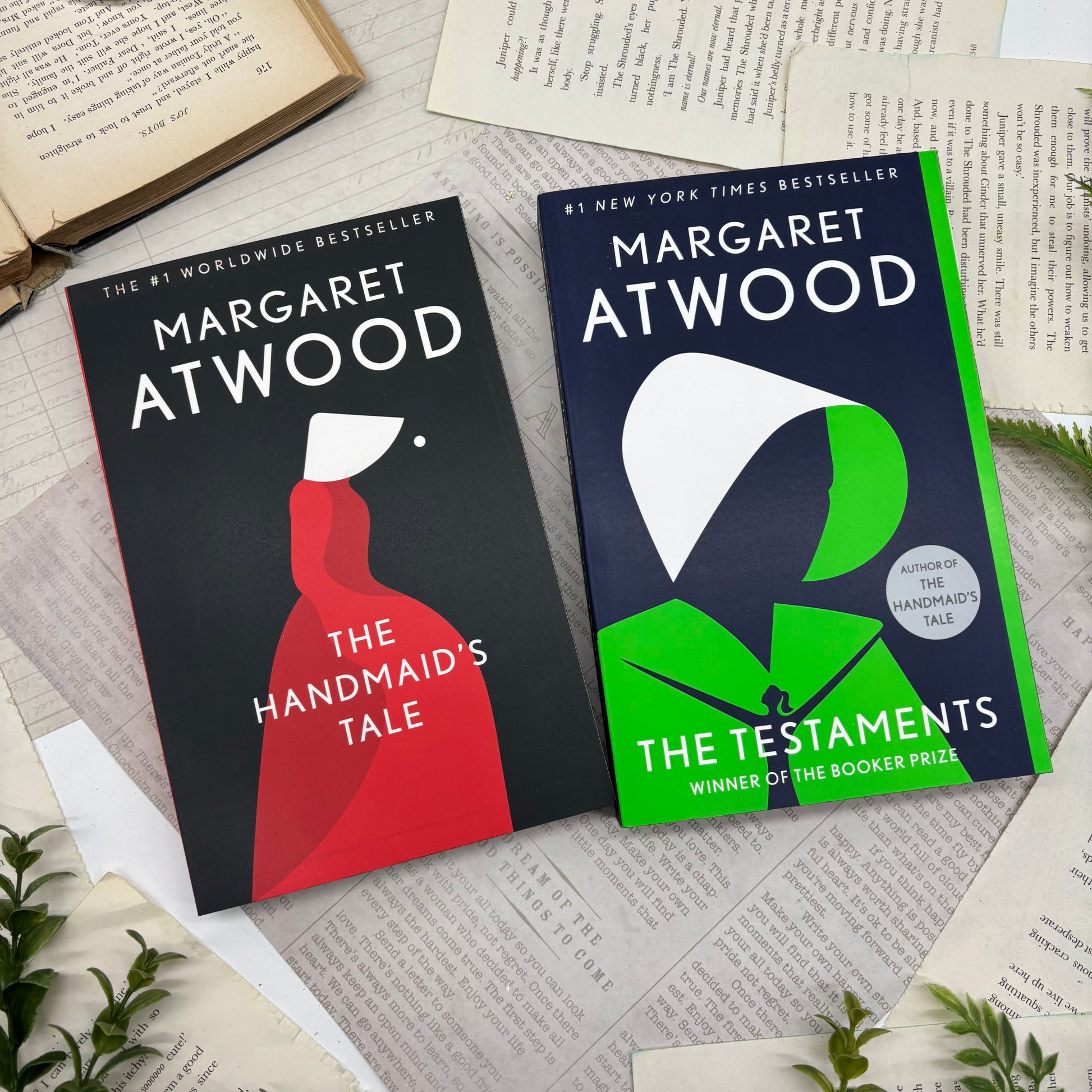 Handmaid’s Tale and Testaments by Margaret Atwood special edition paperback set with custom edges covers