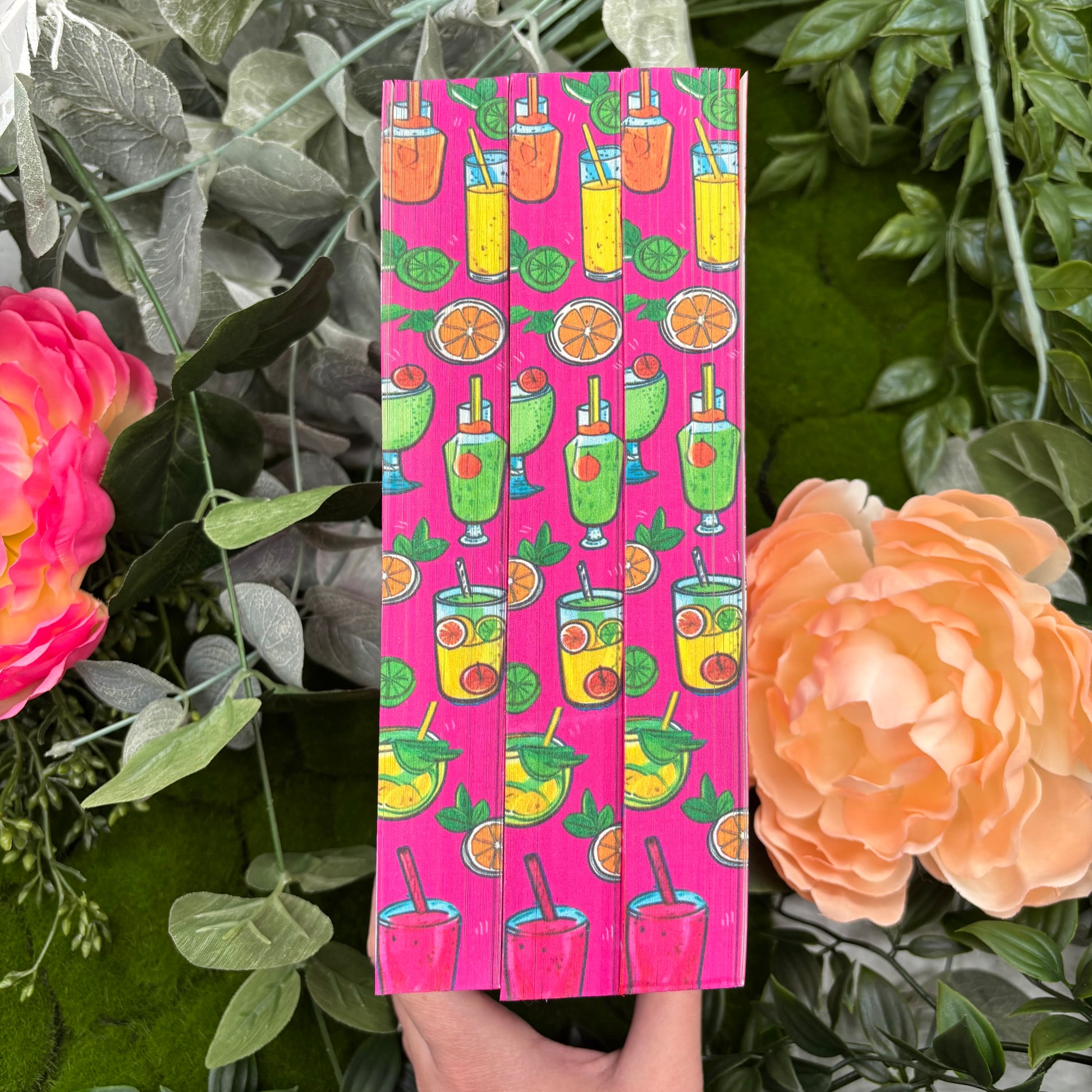 side view of Happy Place paperback showing custom sprayed edges special edition