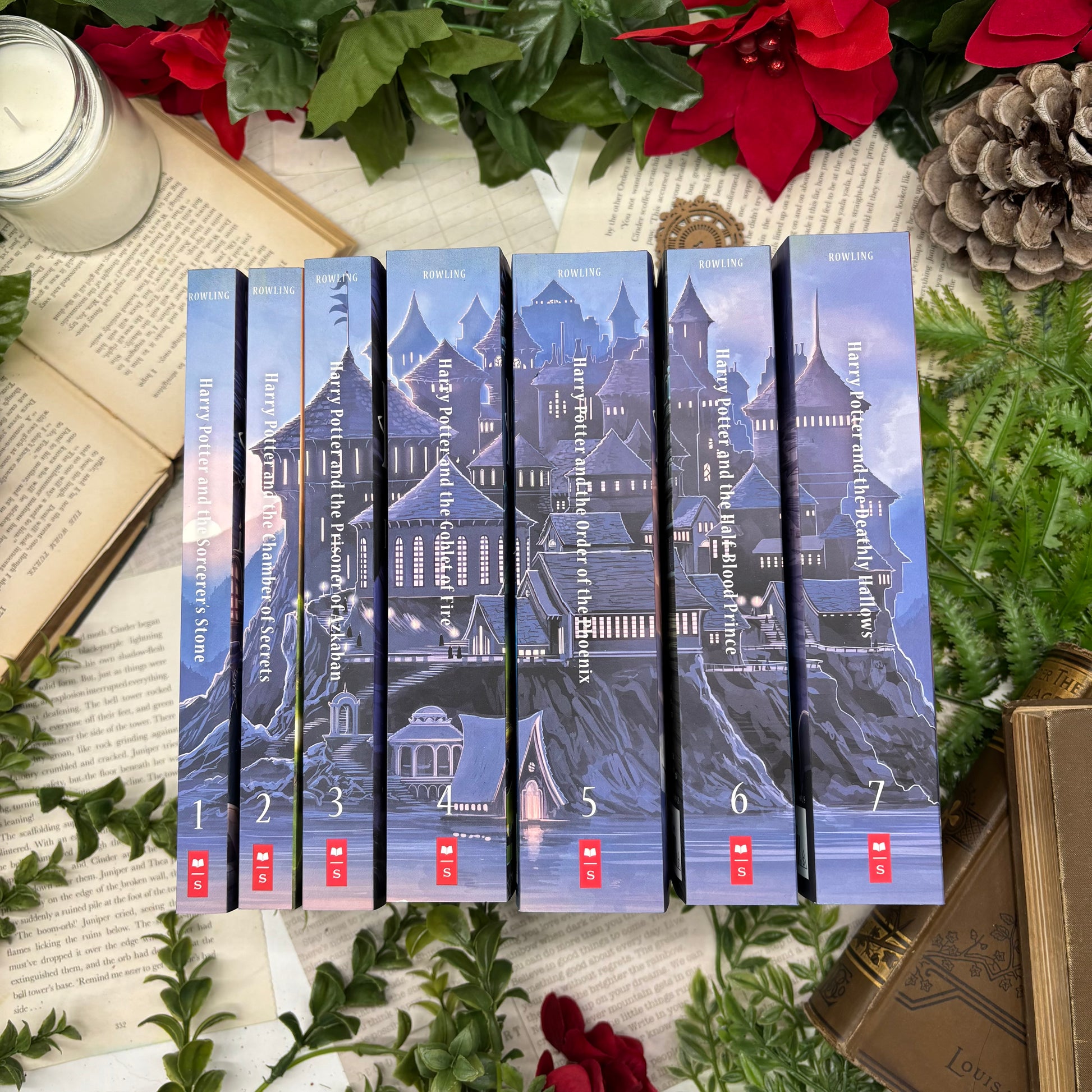 Harry Potter paperback box set by J. K. Rowling holiday special edition with custom edges spines