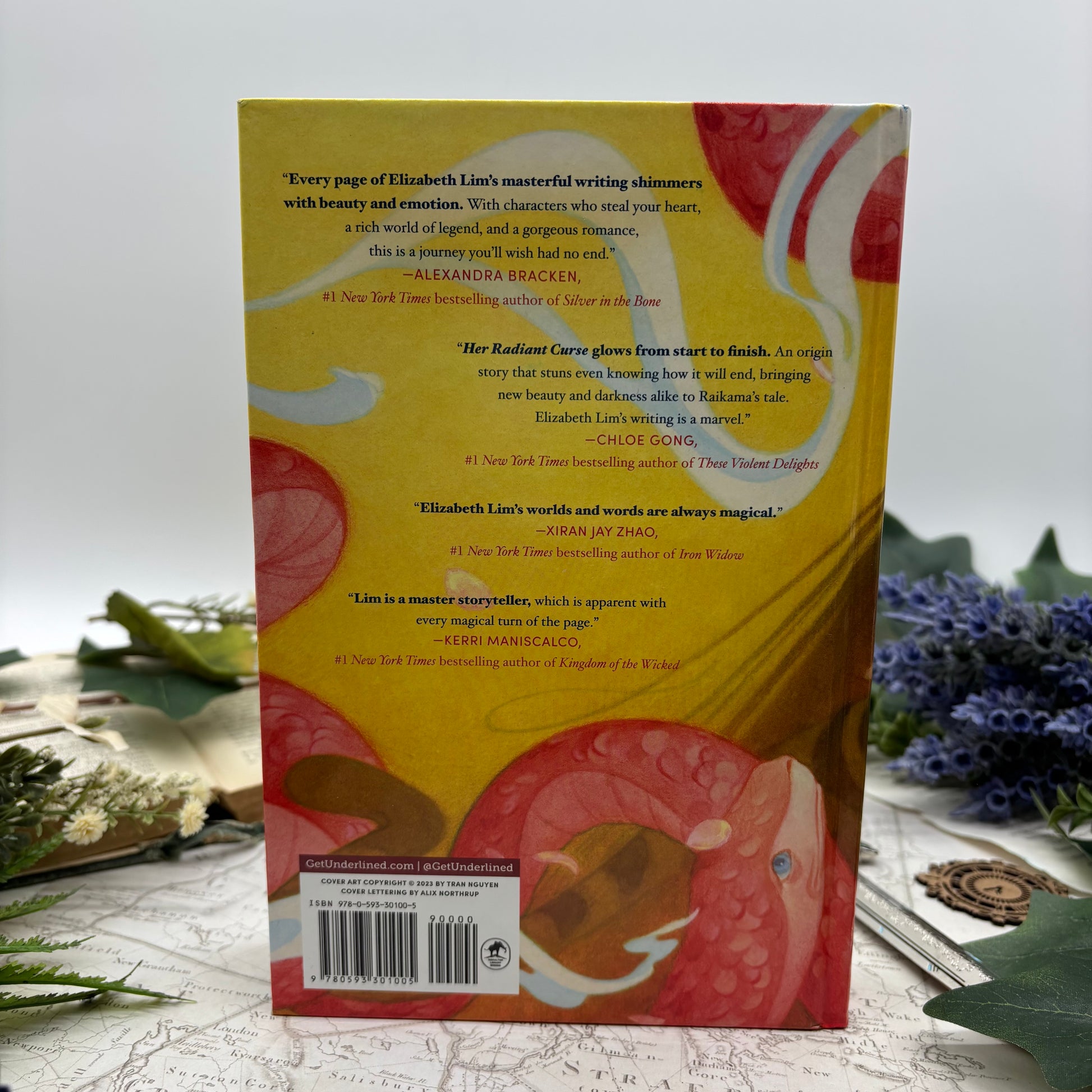 Special edition hardcover of Her Radiant Curse by Elizabeth Lim with stenciled edges