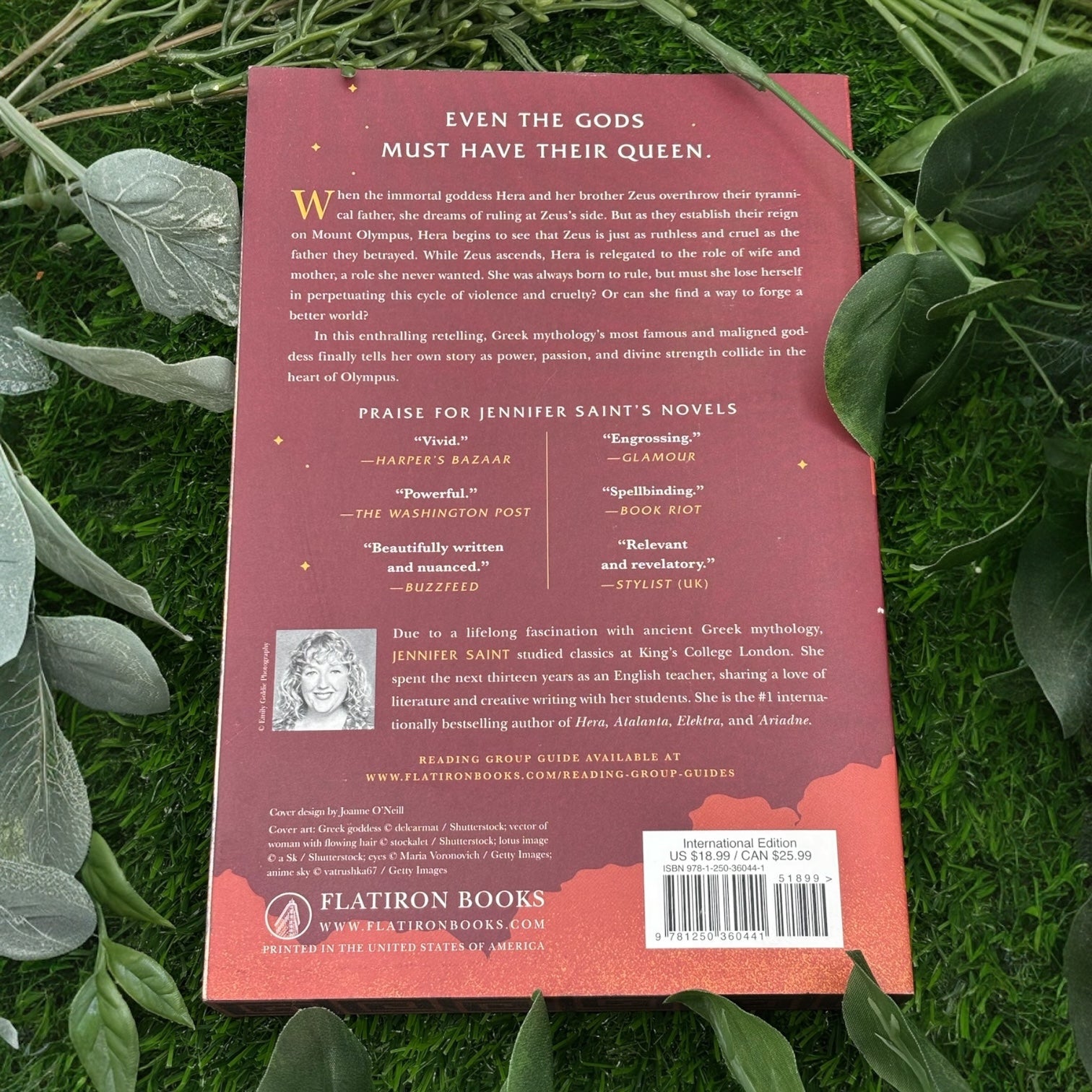 Special edition of Hera by Jennifer Saint paperback with custom printed edges back cover