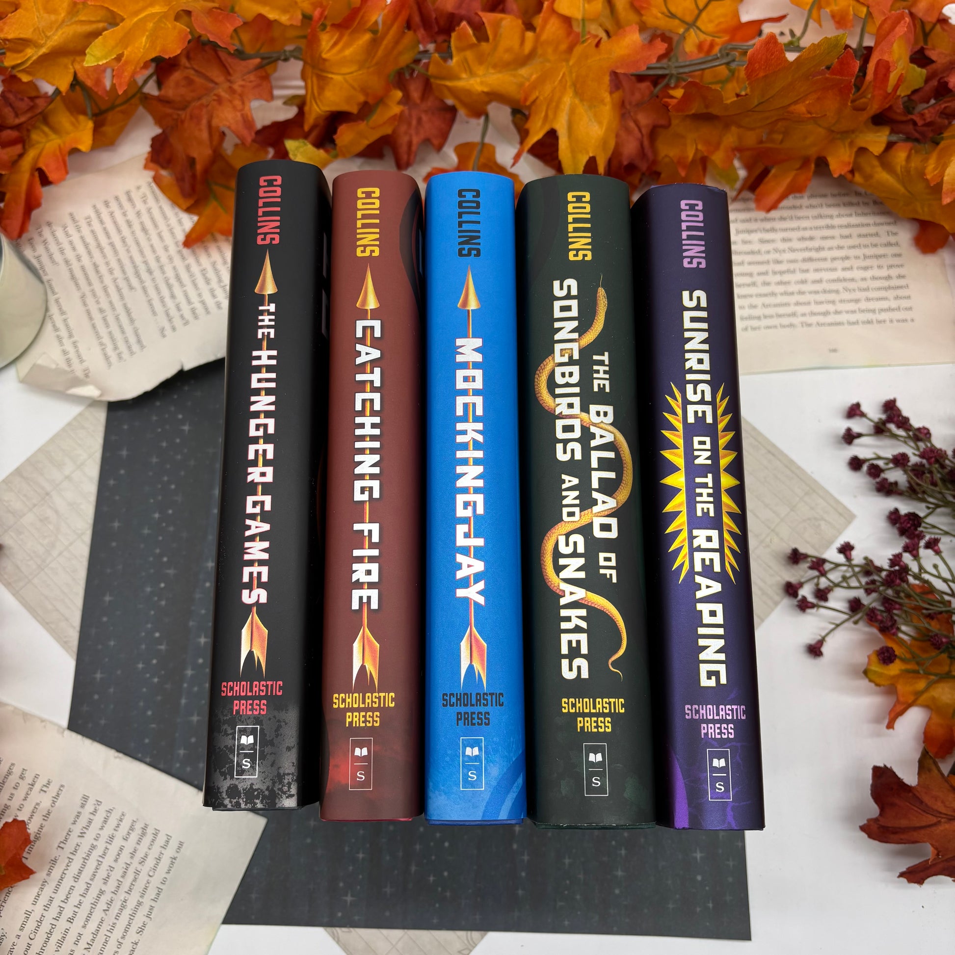 The Hunger Games by Suzanne Collins special edition hardcover with custom designed edges spines