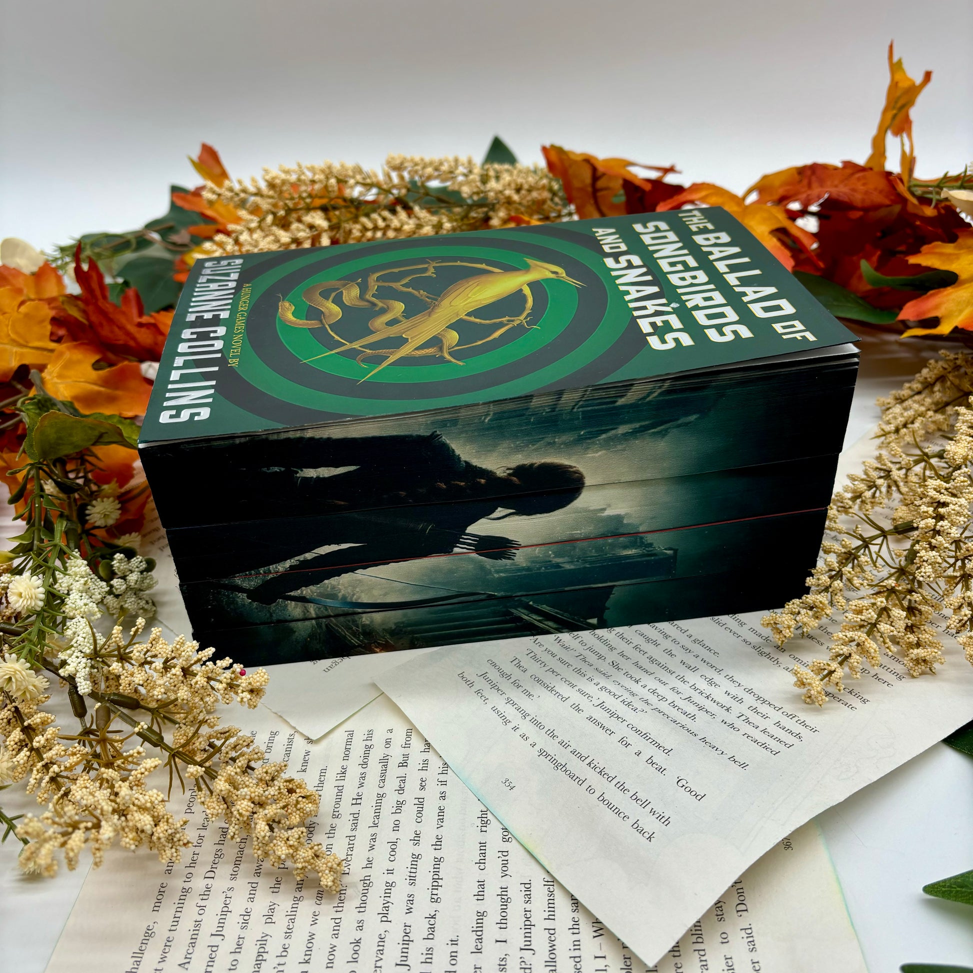 The Hunger Games by Suzanne Collins special edition paperback with custom designed edges side view