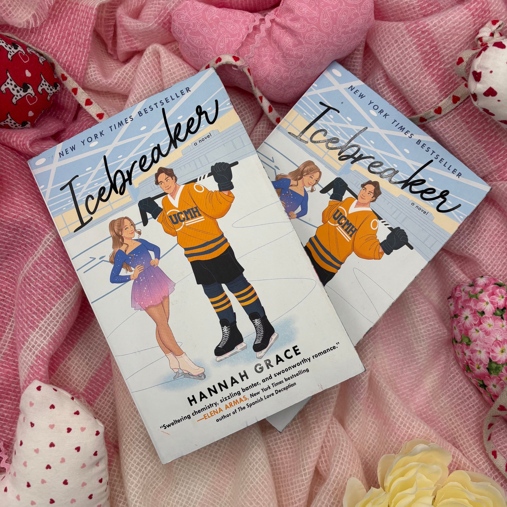 Icebreaker by Hannah Grace displayed with hockey romance aesthetic decor