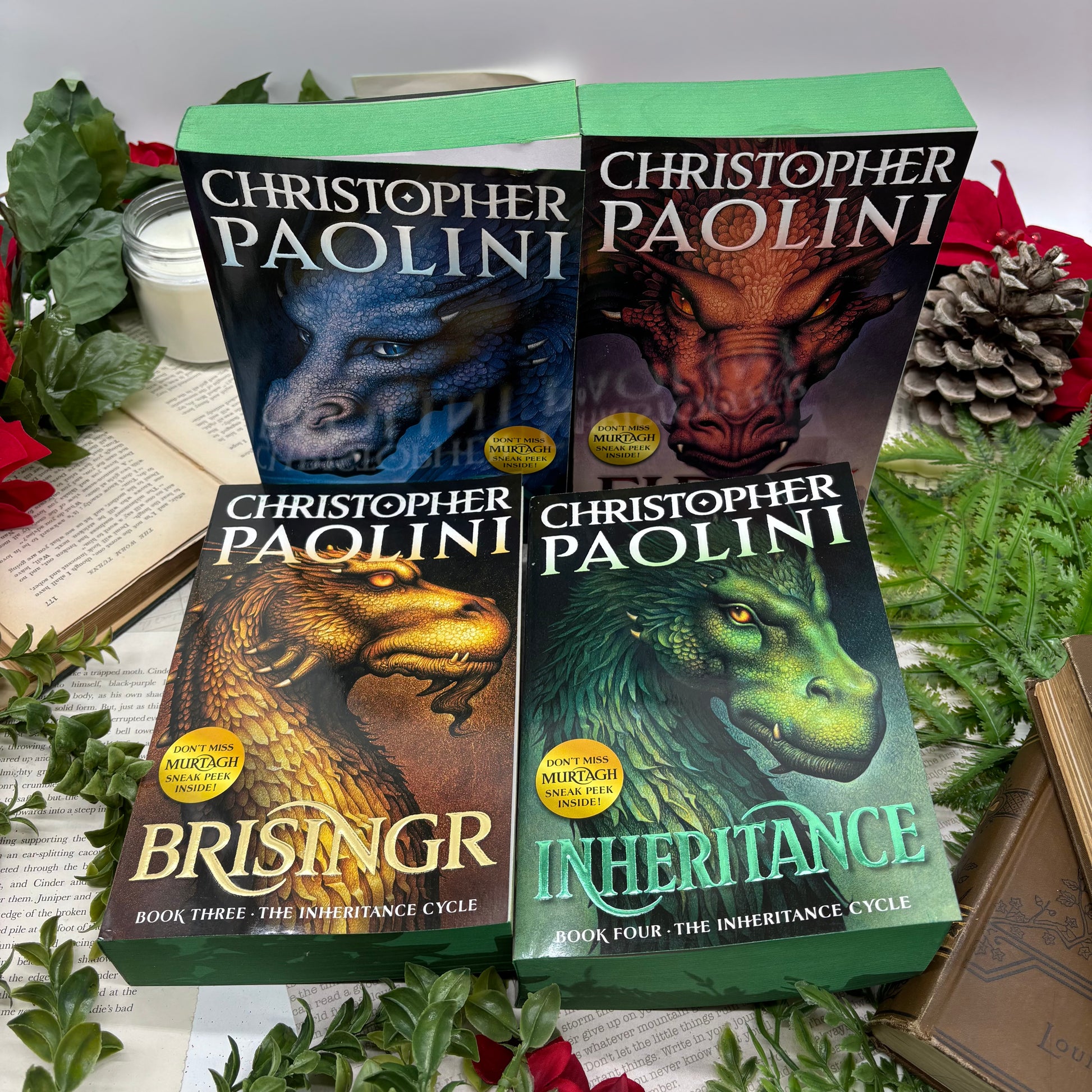 Inheritance Cycle series by Christopher Paolini special edition paperback set with custom edges covers