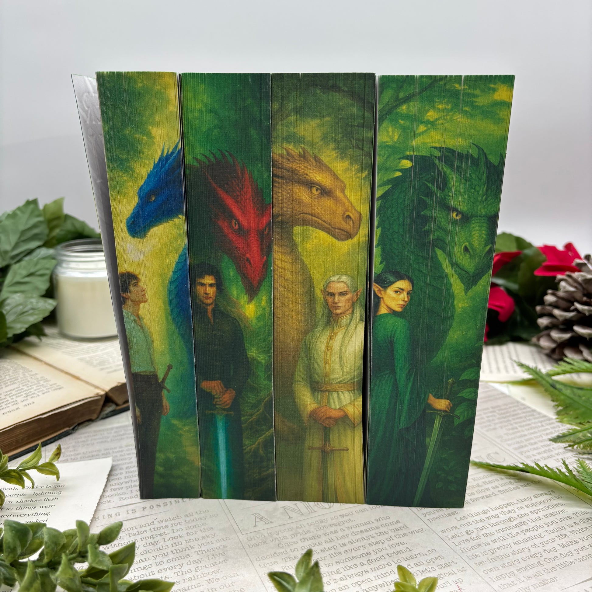 Inheritance Cycle series by Christopher Paolini special edition paperback set with custom edges middles