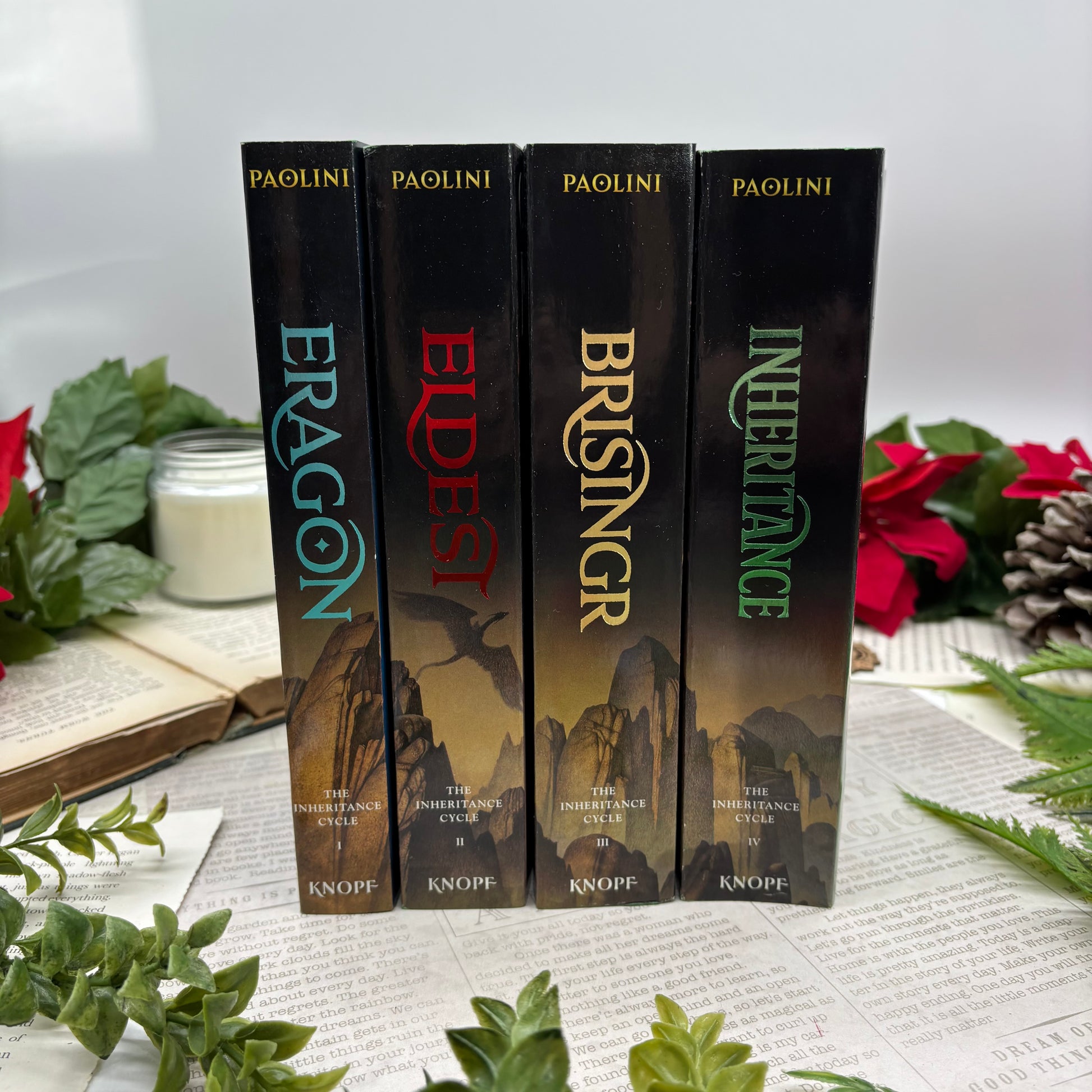 Inheritance Cycle series by Christopher Paolini special edition paperback set with custom edges spines