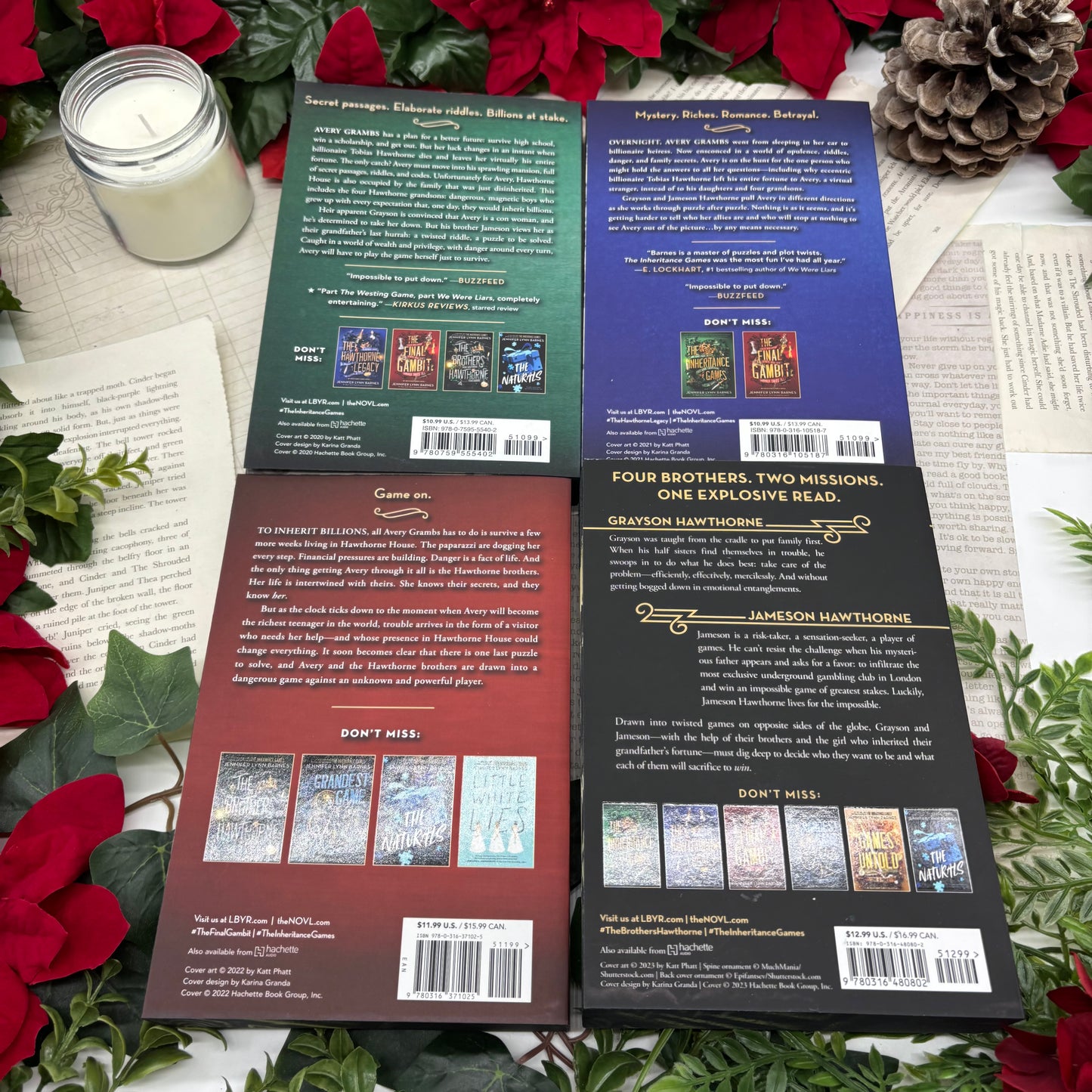 Inheritance Games series by Jennifer Lynn Barnes special edition paperback set with custom edges back covers