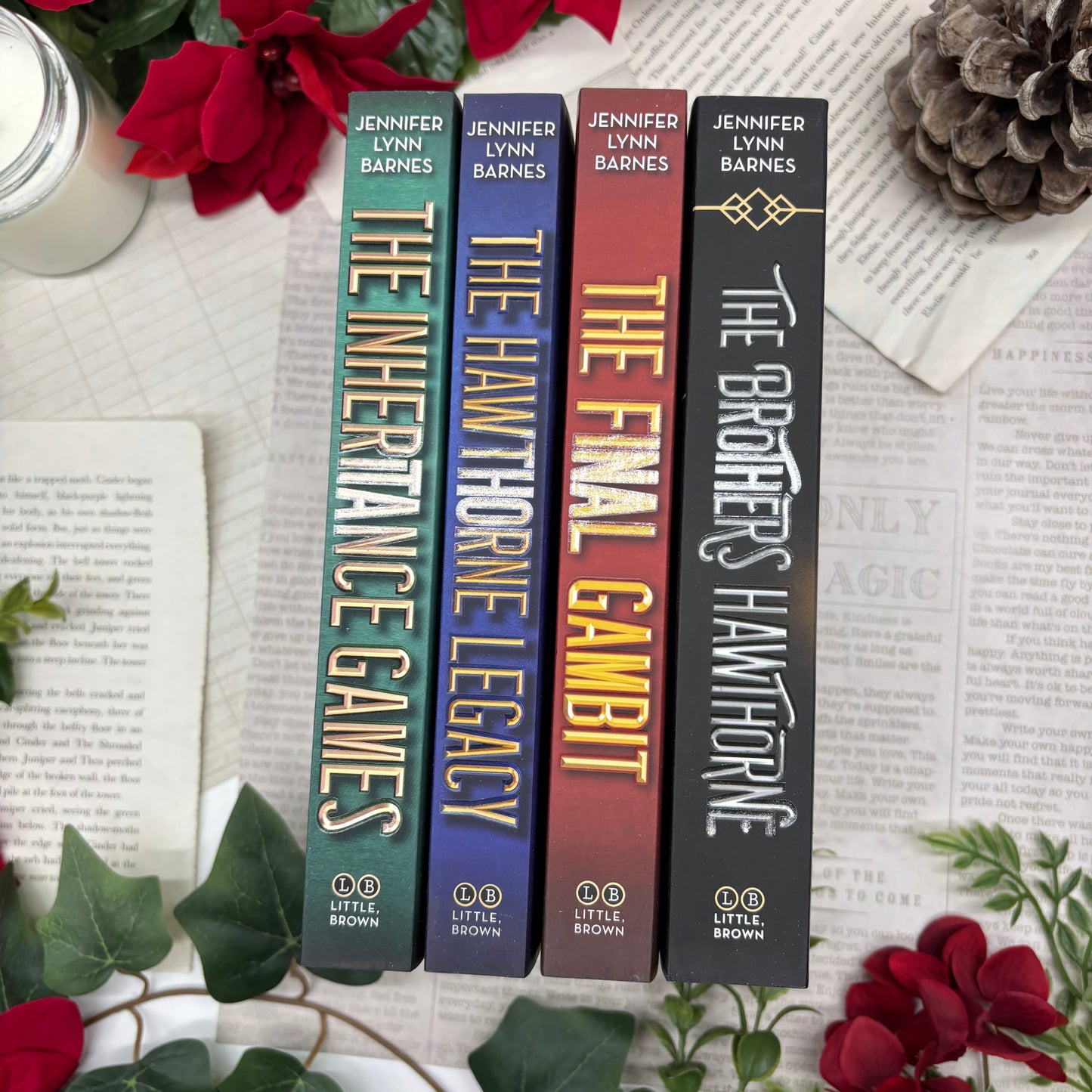 Inheritance Games series by Jennifer Lynn Barnes special edition paperback set with custom edges spines