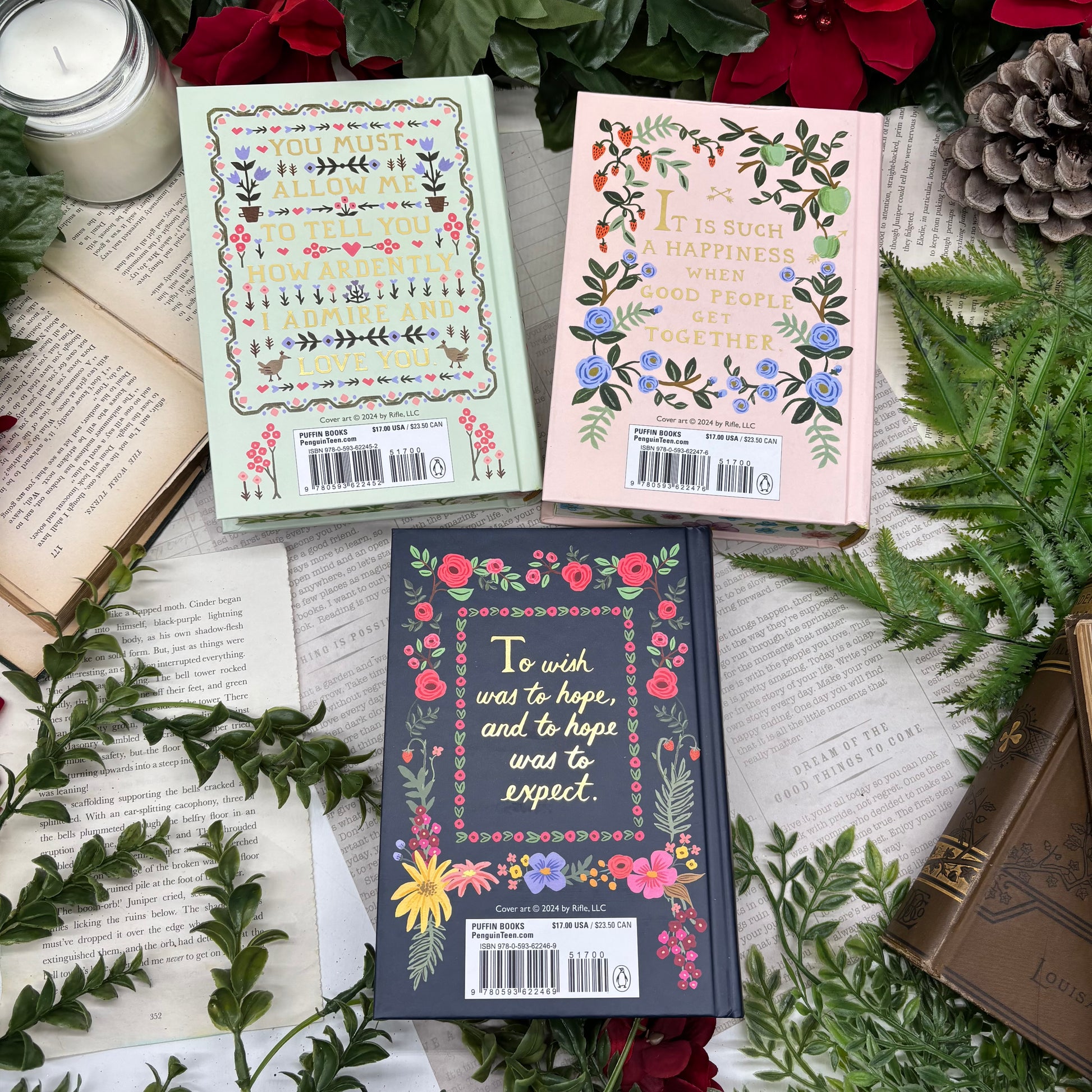 Jane Austen set with Pride and Prejudice Emma and Sense and Sensibility special edition hardcover with custom edges back covers