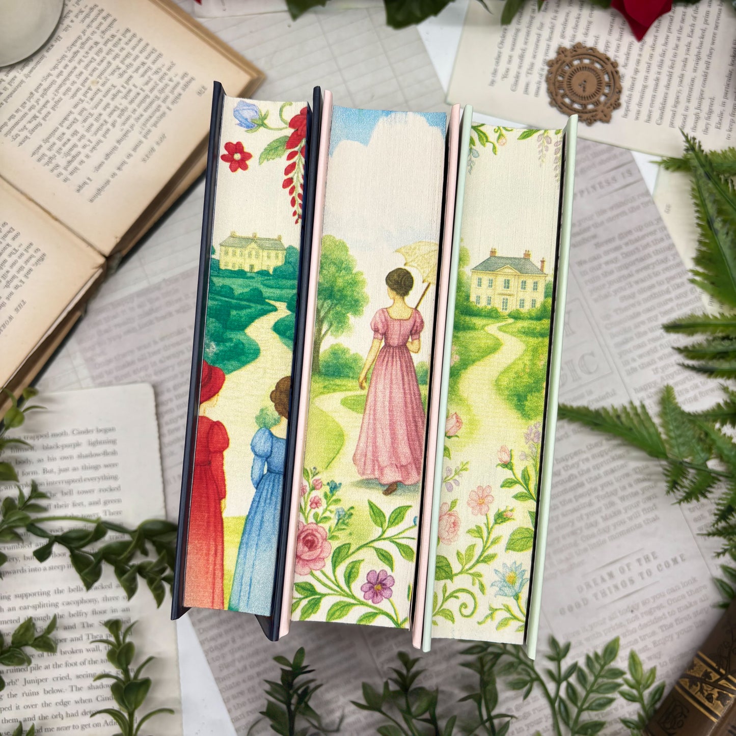 Jane Austen set with Pride and Prejudice Emma and Sense and Sensibility special edition hardcover with custom edges middles