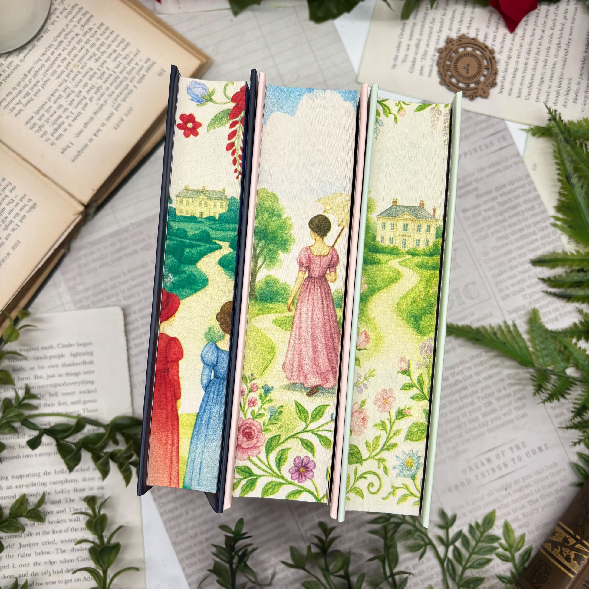 Jane Austen set with Pride and Prejudice Emma and Sense and Sensibility special edition hardcover with custom edges middles