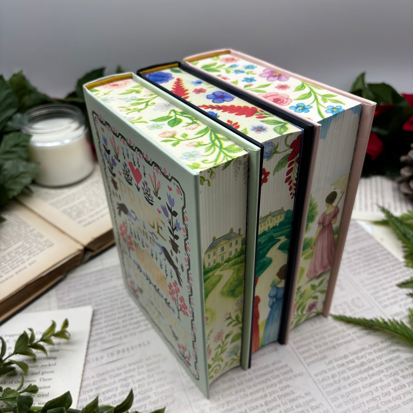 Jane Austen set with Pride and Prejudice Emma and Sense and Sensibility special edition hardcover with custom edges