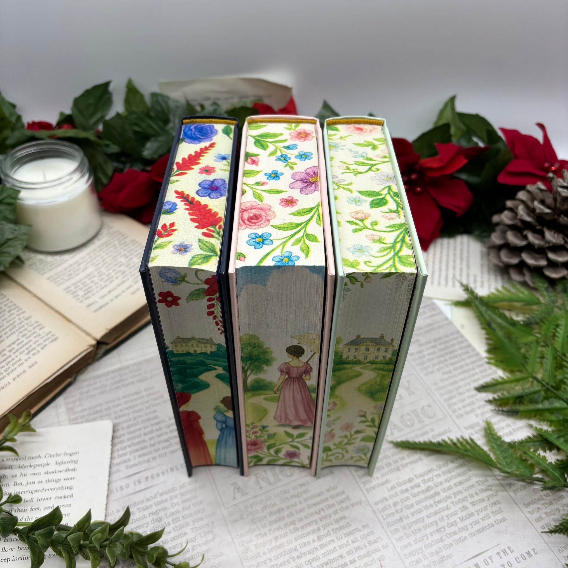 Jane Austen set with Pride and Prejudice Emma and Sense and Sensibility special edition hardcover with custom edges middles