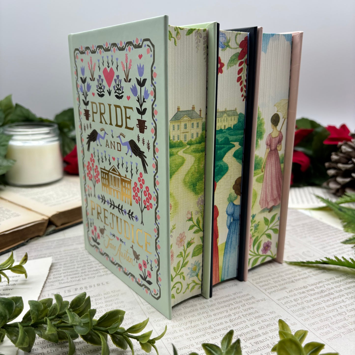 Jane Austen set with Pride and Prejudice Emma and Sense and Sensibility special edition hardcover with custom edges