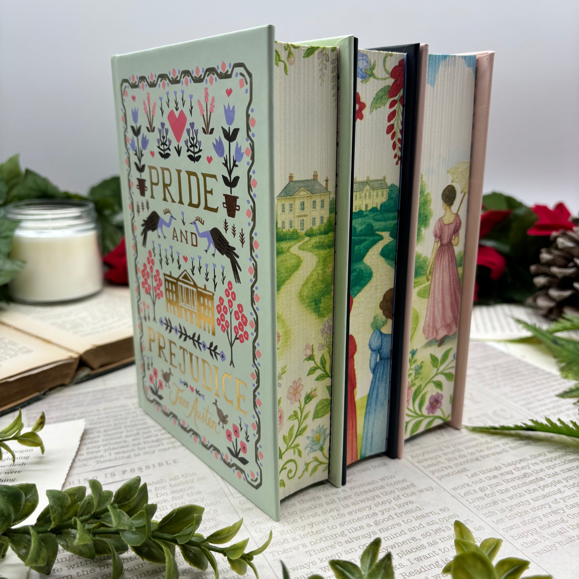 Jane Austen set with Pride and Prejudice Emma and Sense and Sensibility special edition hardcover with custom edges
