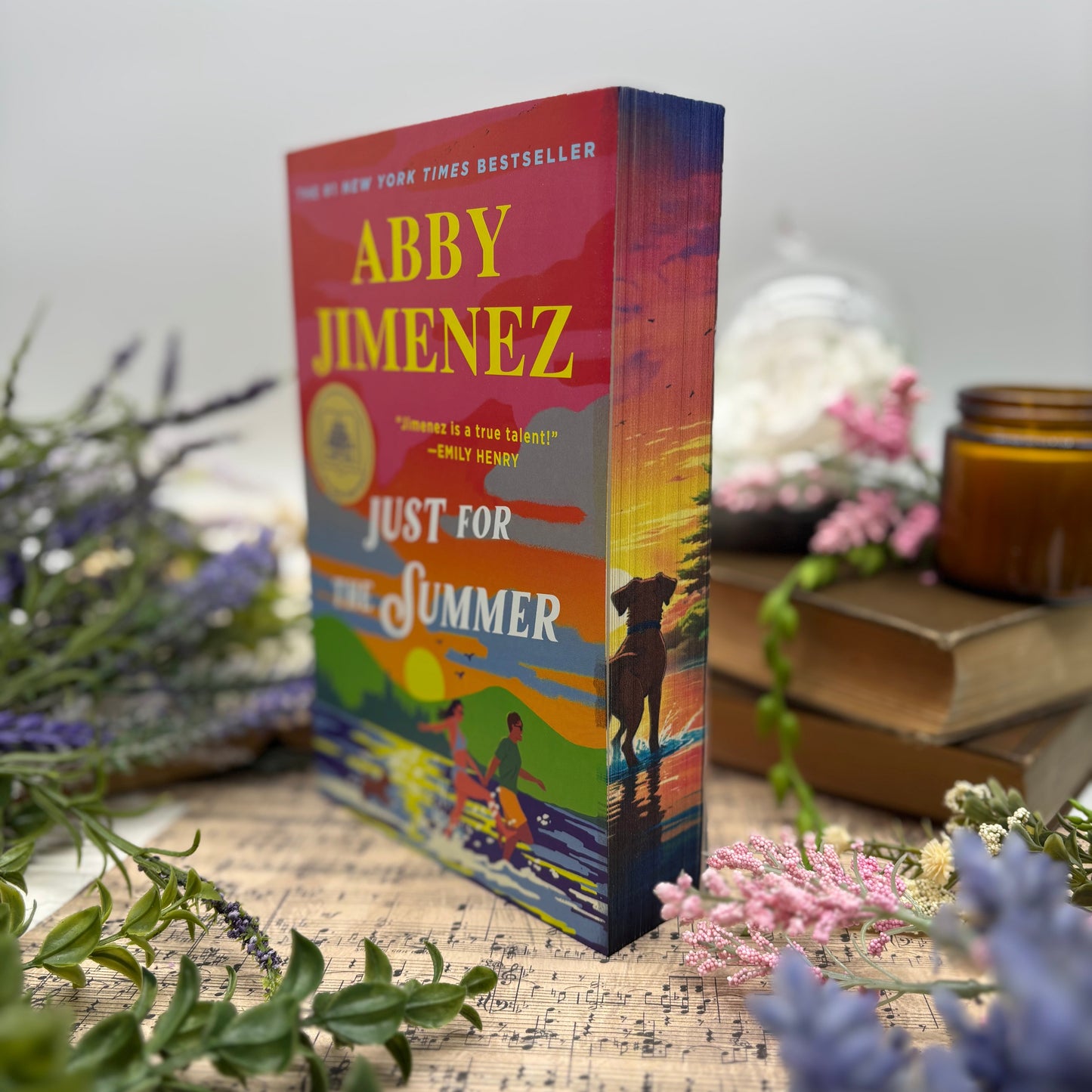 Just for the Summer by Abby Jimenez special edition paperback with custom sprayed edges front view