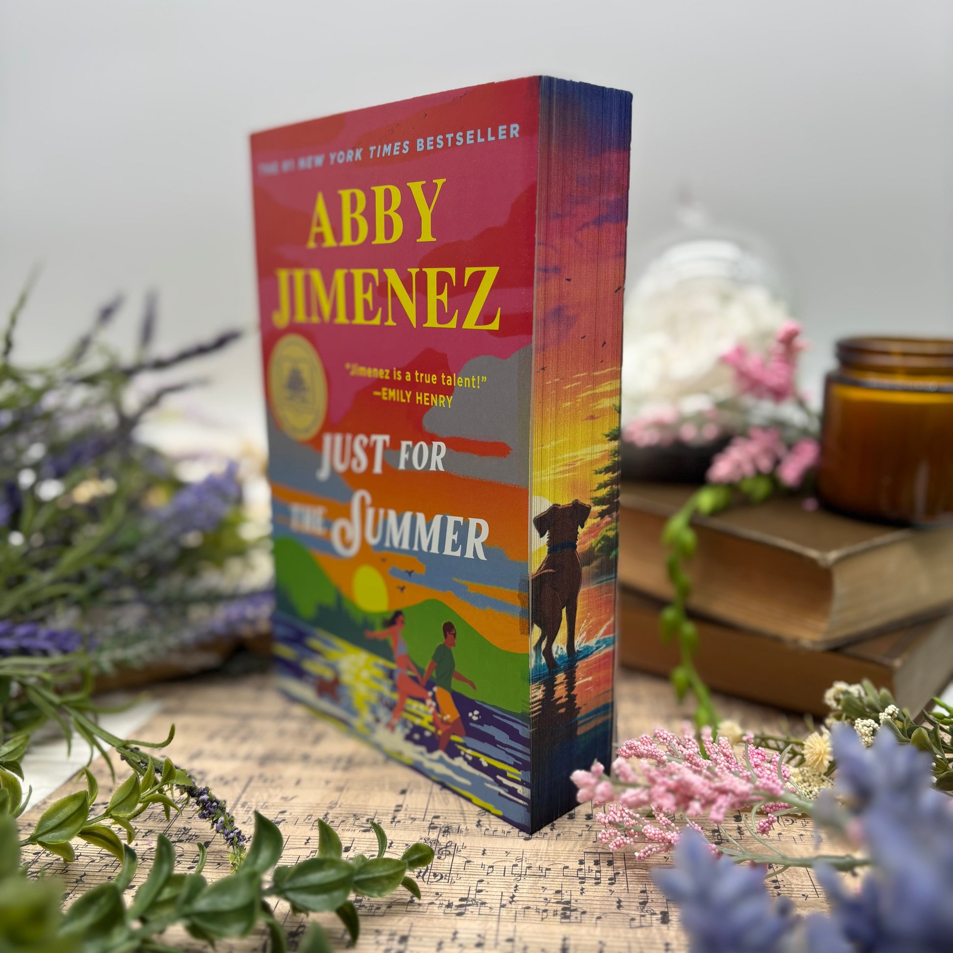 Just for the Summer by Abby Jimenez special edition paperback with custom sprayed edges front view