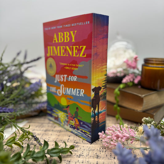 Just for the Summer by Abby Jimenez special edition paperback with custom sprayed edges front view