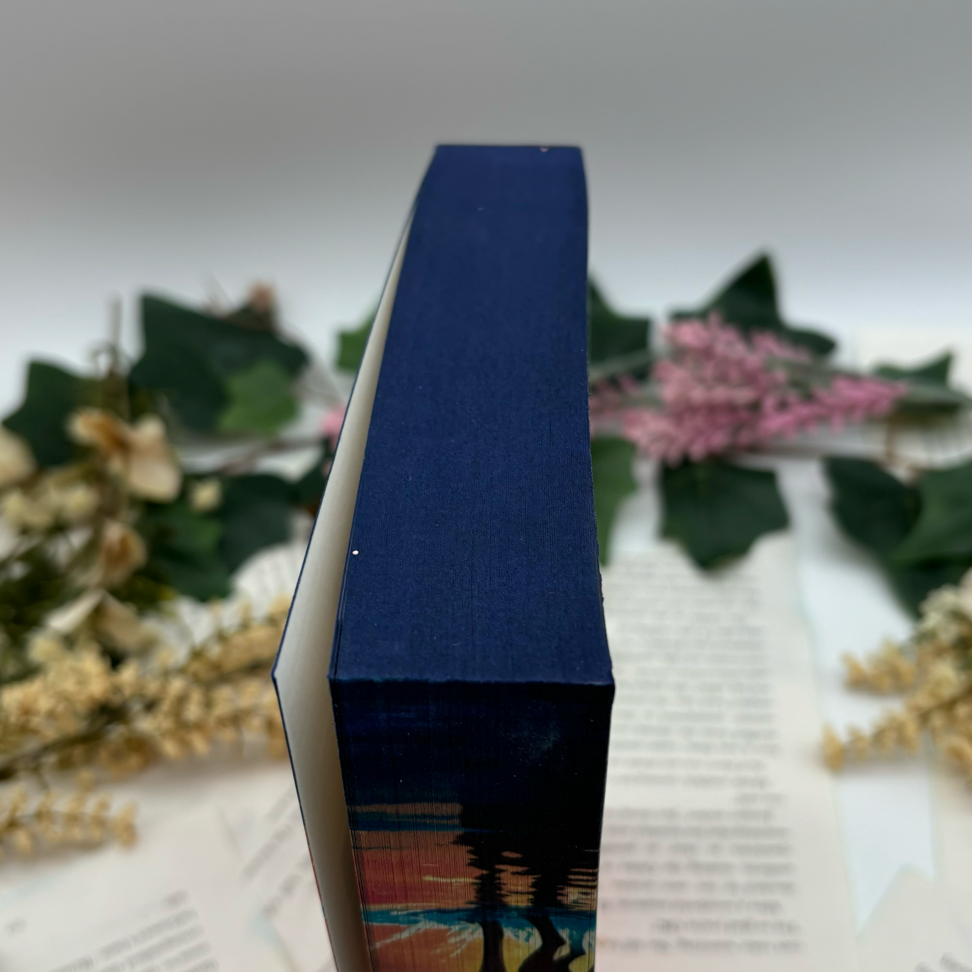 bottom view of Just for the Summer paperback showing custom sprayed edges special edition