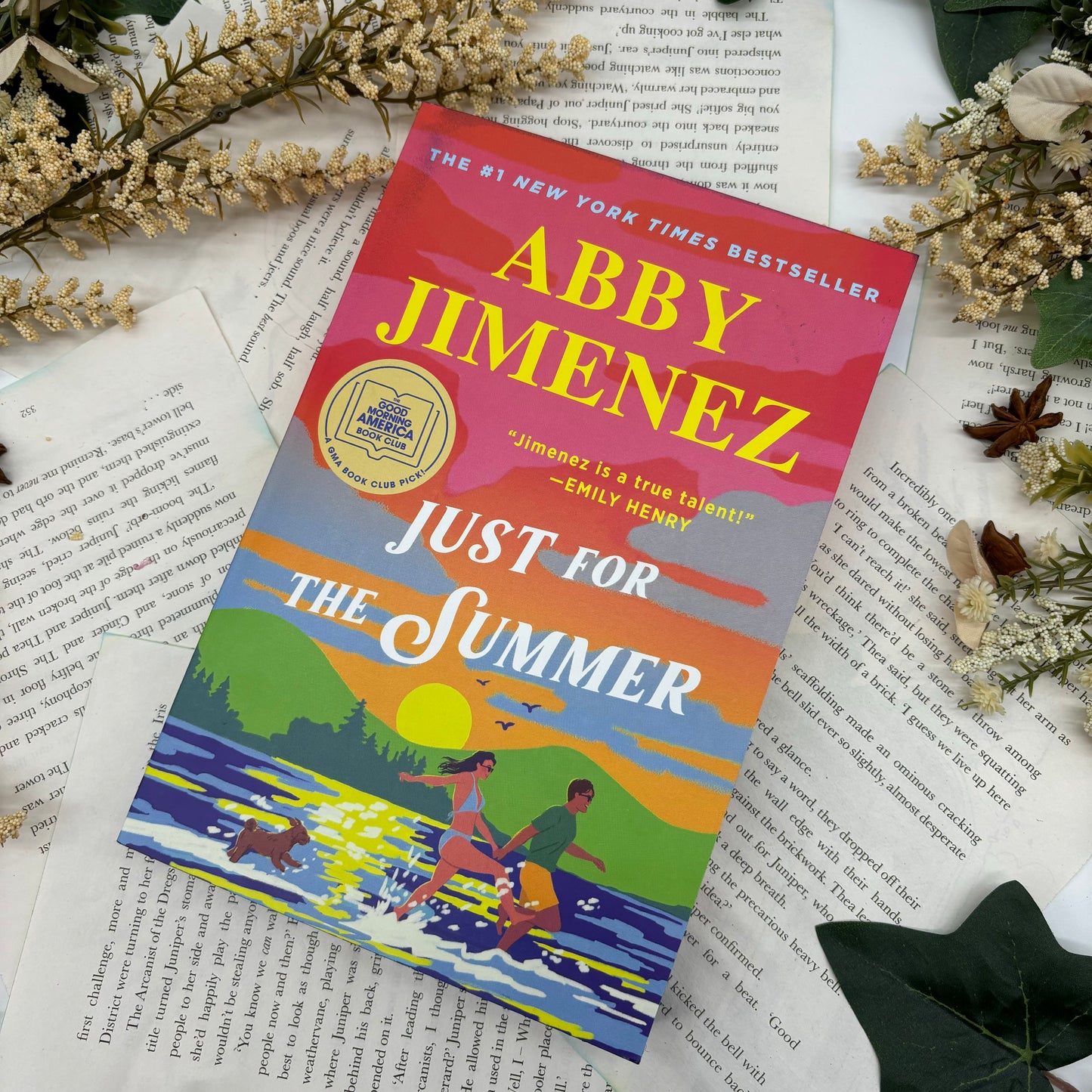 Just for the Summer by Abby Jimenez displayed on aesthetic shelf BookTok books