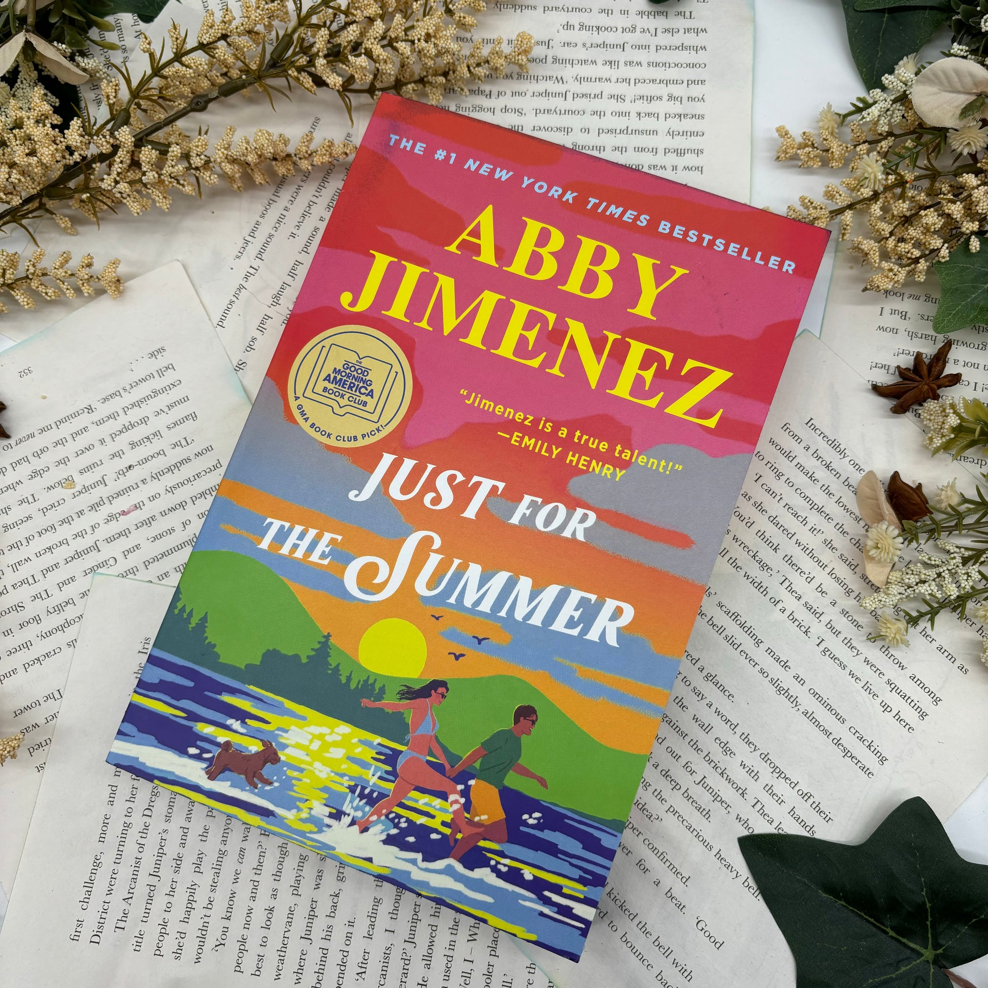 Just for the Summer by Abby Jimenez displayed on aesthetic shelf BookTok books