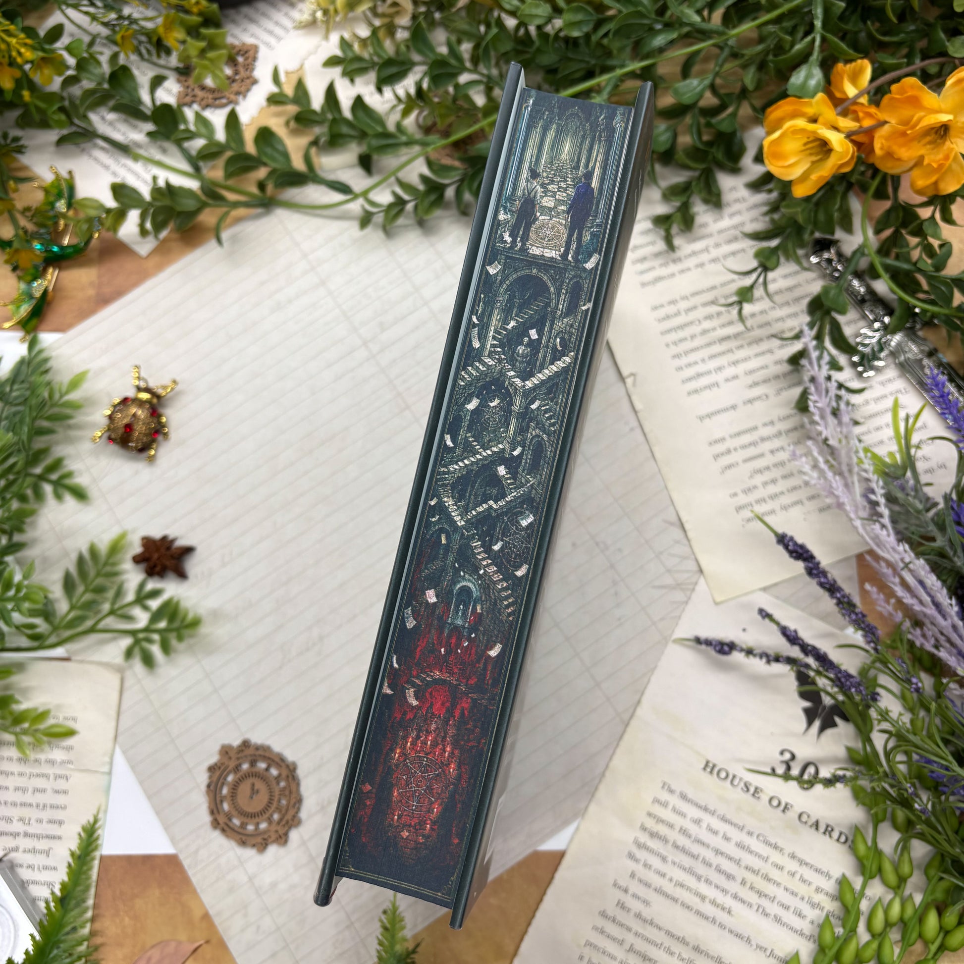 Katabasis by R. F. Kuang special edition hardcover with custom designed edges middle view