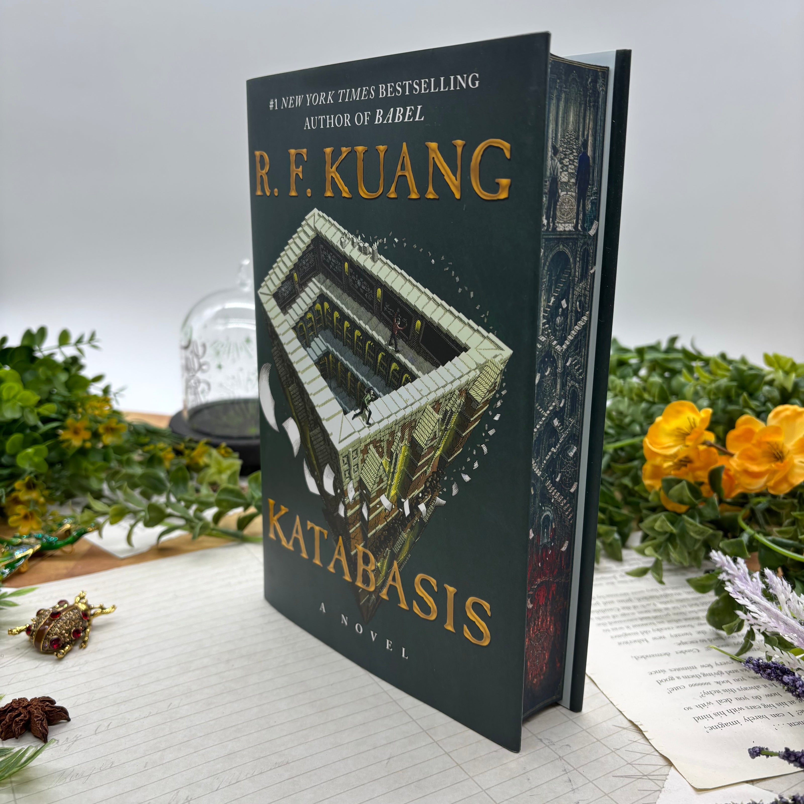 Katabasis by R. F. Kuang special edition hardcover with custom designed edges side view