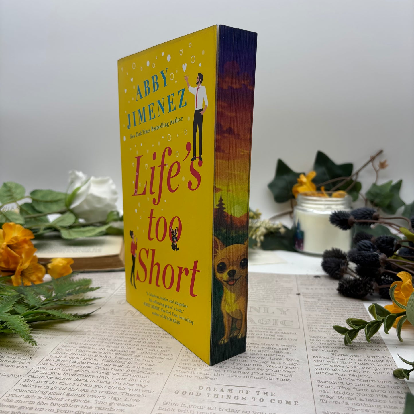 Life’s Too Short by Abby Jimenez special edition paperback with custom sprayed edges front view